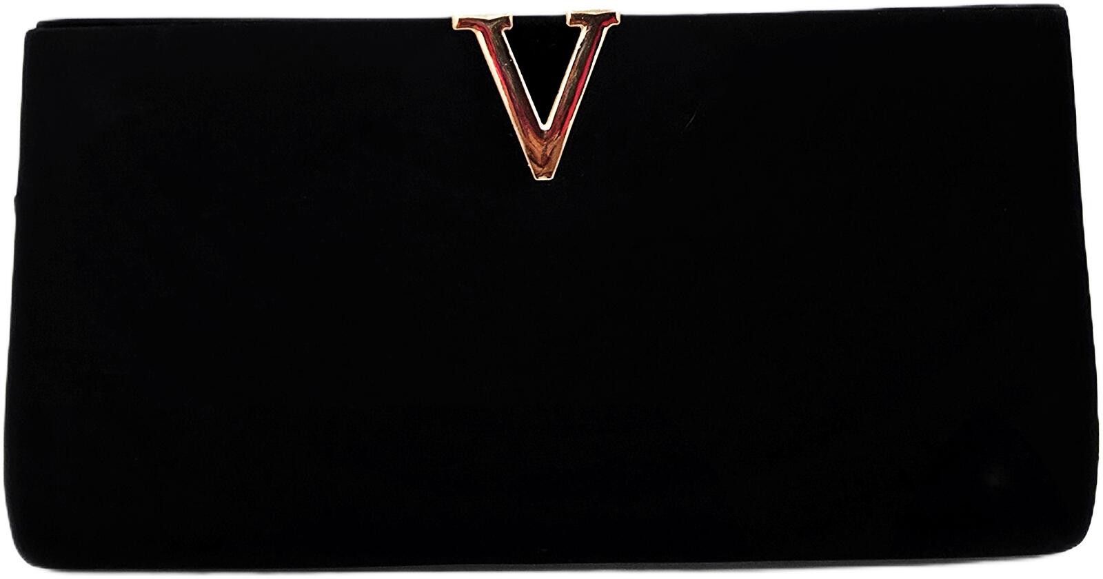 Other Elegant Black Velvet Clutch with Gold Chain Detachable Strap Size ONE SIZE - 2 Thumbnail