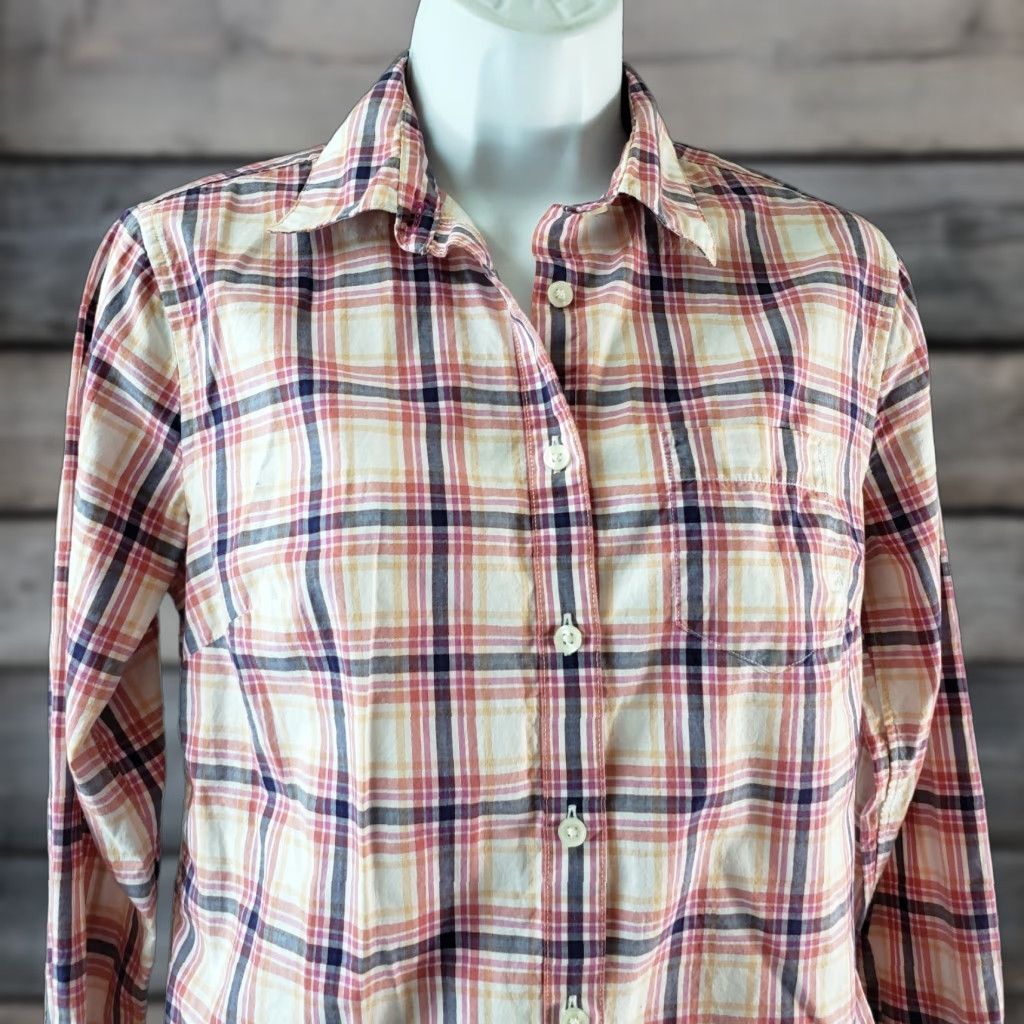 Lands' End Lands End Womens Button Front Shirt Sz 2 Pink Plaid Long Sleeve 100% Cotton Casual Shirt Womens Size XS / US 0-2 / IT 36-38 - 1 Thumbnail
