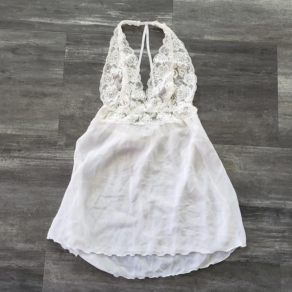 Designer White Laced Babydoll Fredericks Lingerie Nightie Size ONE SIZE - 1 Thumbnail
