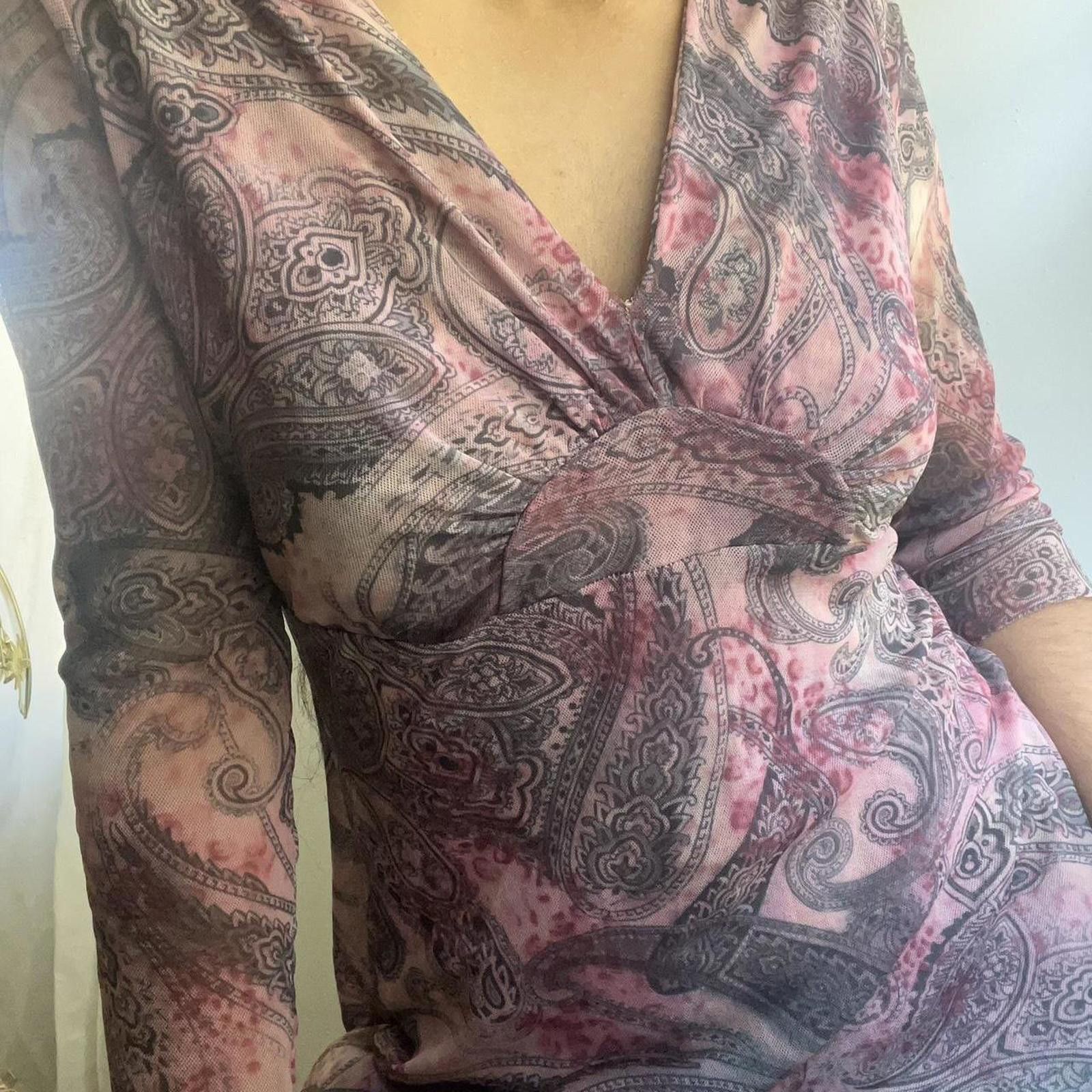 Other Pink paisley print mesh top with 3/4 sleeves #y2kfashion Size M / US 6-8 / IT 42-44 - 7 Thumbnail