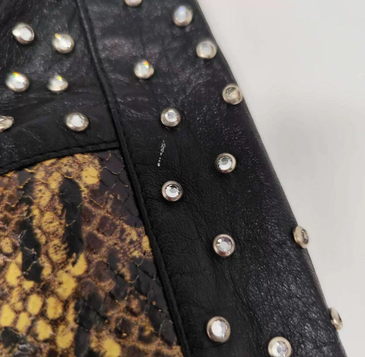 Saint Laurent Paris Saint Laurent Rhinestone patchwork leather jacket Size US S / EU 44-46 / 1 - 10 Thumbnail