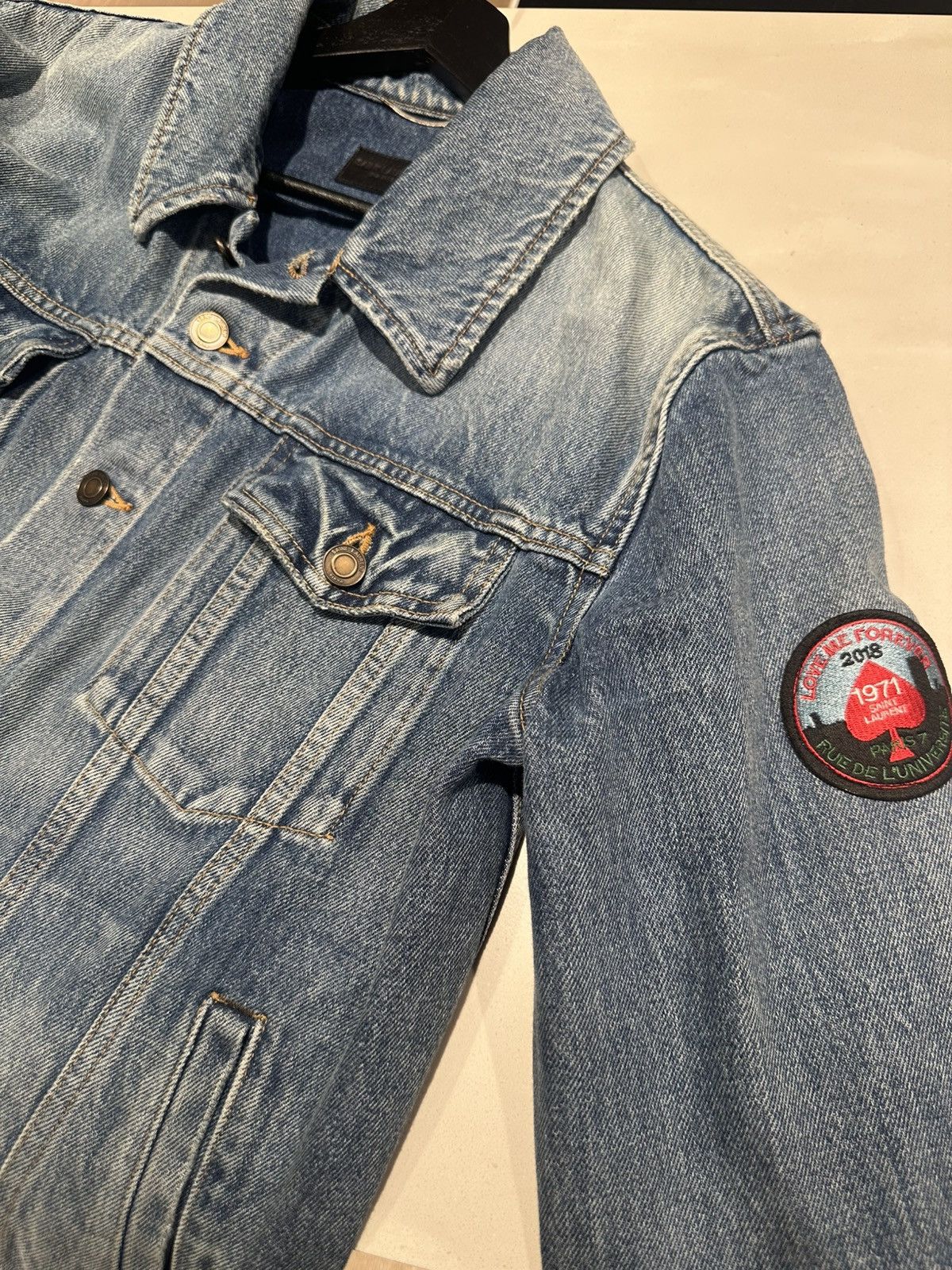 Saint Laurent Paris Saint Laurent Paris “love me forever” Denim Jacket Size US M / EU 48-50 / 2 - 3 Thumbnail