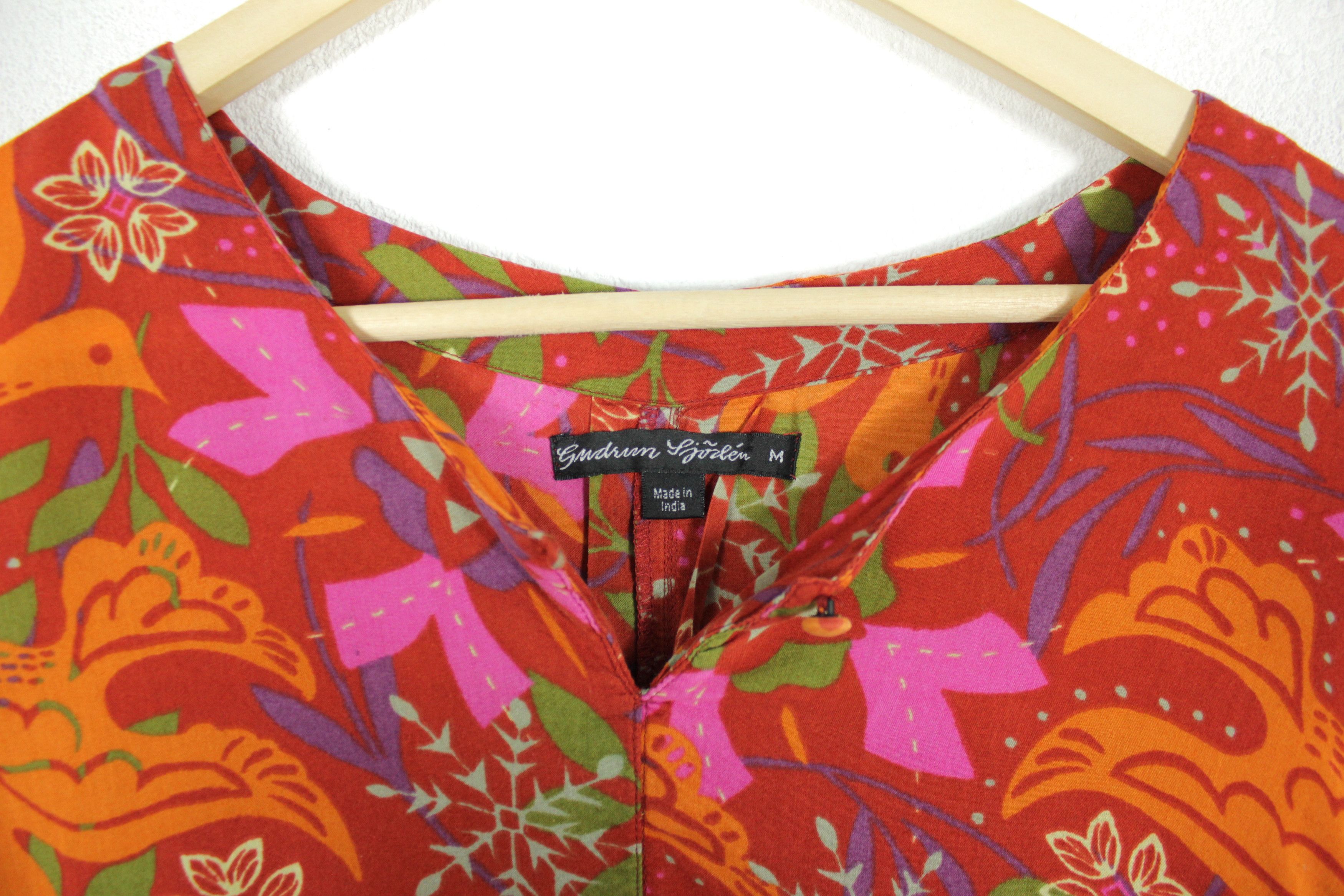 Japanese Brand Gudrun Sjoden Avant Garde Y2K Batik Floral Blouse Dress NZ Size M / US 6-8 / IT 42-44 - 3 Thumbnail