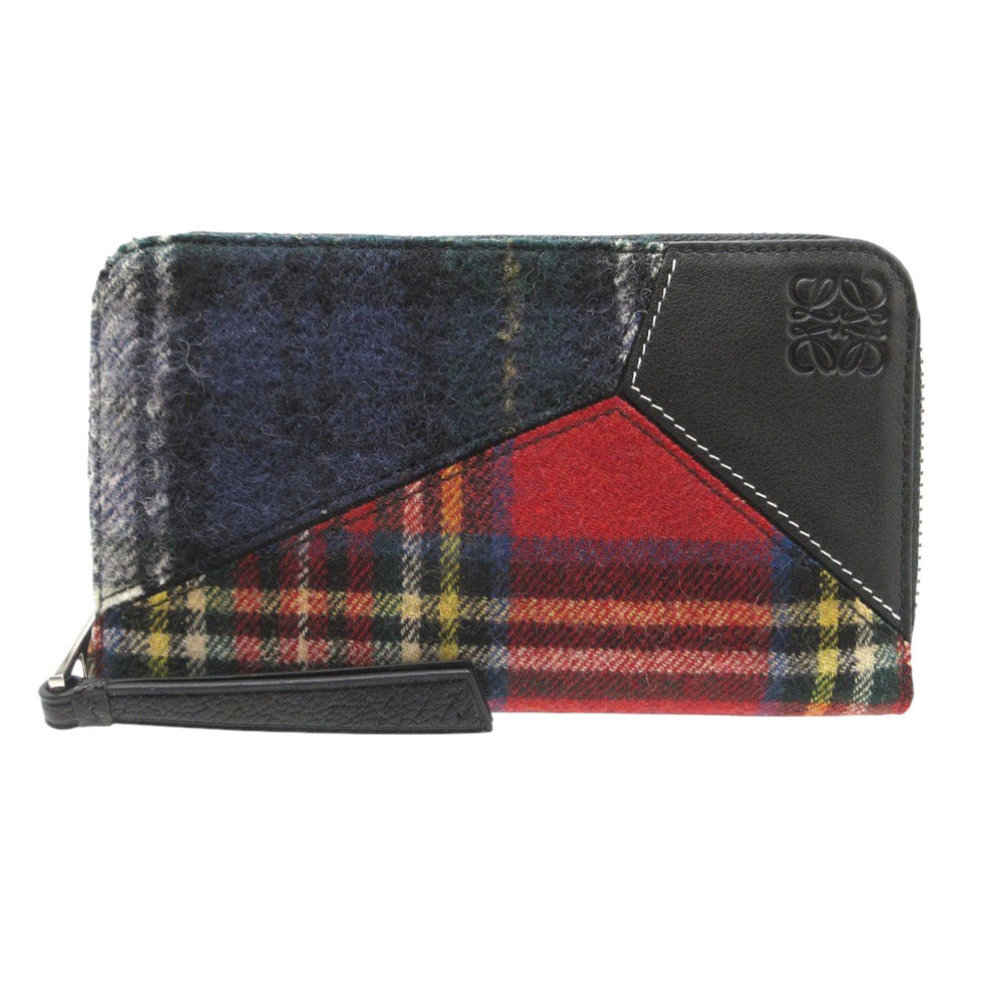 Loewe Like new Loewe Puzzle Tartan Check Round Zip Wool Leather Multicolor Long Wallet 1033 LOEWE Size ONE SIZE - 1 Thumbnail