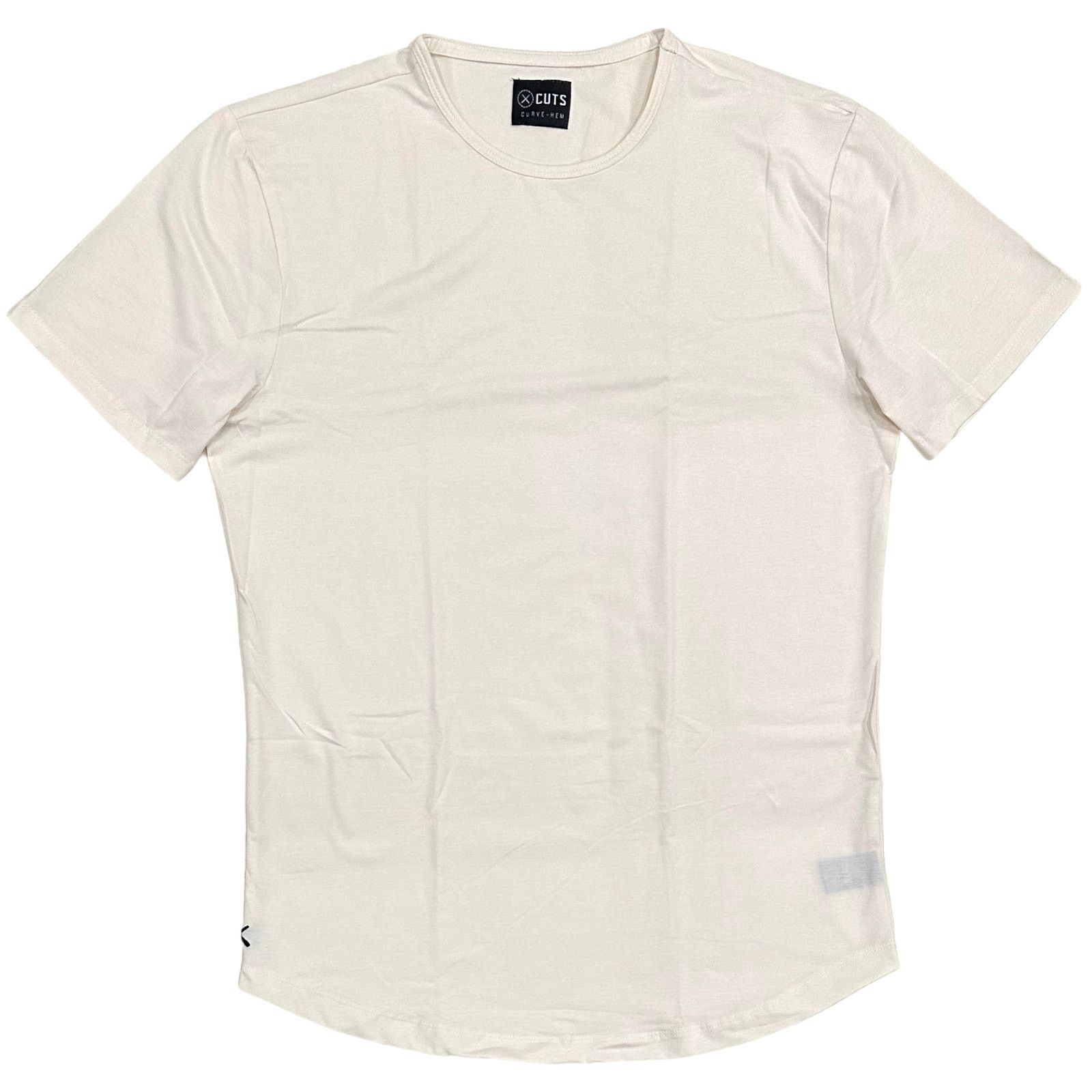 Cuts Cuts Clothing Men's Curve Hem Crew Neck Tee T-Shirt - Ivory Size US M / EU 48-50 / 2 - 1 Thumbnail