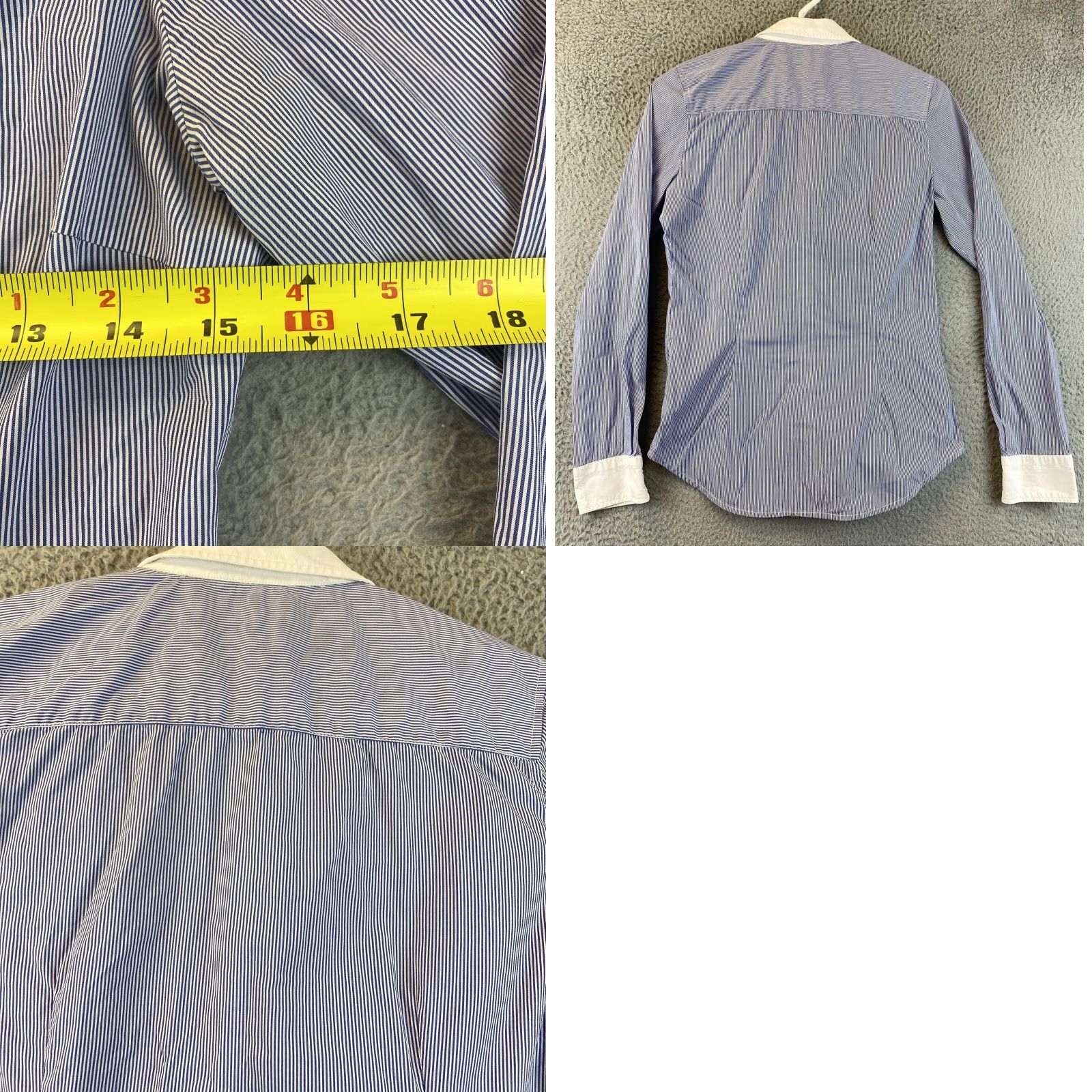 Zara ZARA Blouse Shirt Women Long Sleeve Button Front Collared Striped Sheer White XS Regular Size XS Women's Blouse Size XS / US 0-2 / IT 36-38 - 8 Thumbnail