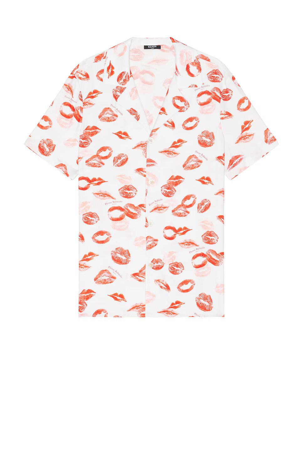 Balmain o1mt1gz0126 All-Over Kiss Print Pyjama Shirt in White/Red Size US S / EU 44-46 / 1 - 1 Thumbnail