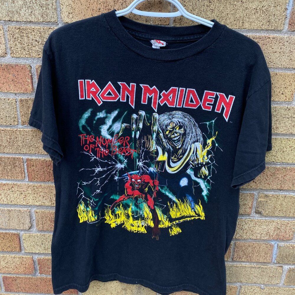 Iron Maiden × Vintage Vintage Iron Maiden The Number of the Beast Band T Shirt Me Size US M / EU 48-50 / 2 - 4 Thumbnail