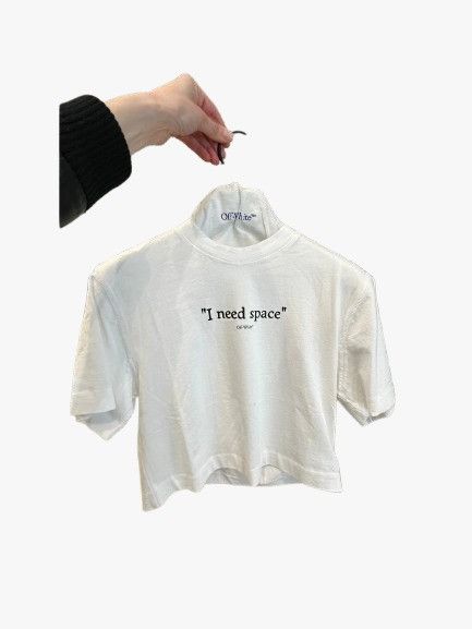 Off-White o1mle0425 Thick Need Space Crop T-Shirt in White Size M / US 6-8 / IT 42-44 - 1 Thumbnail