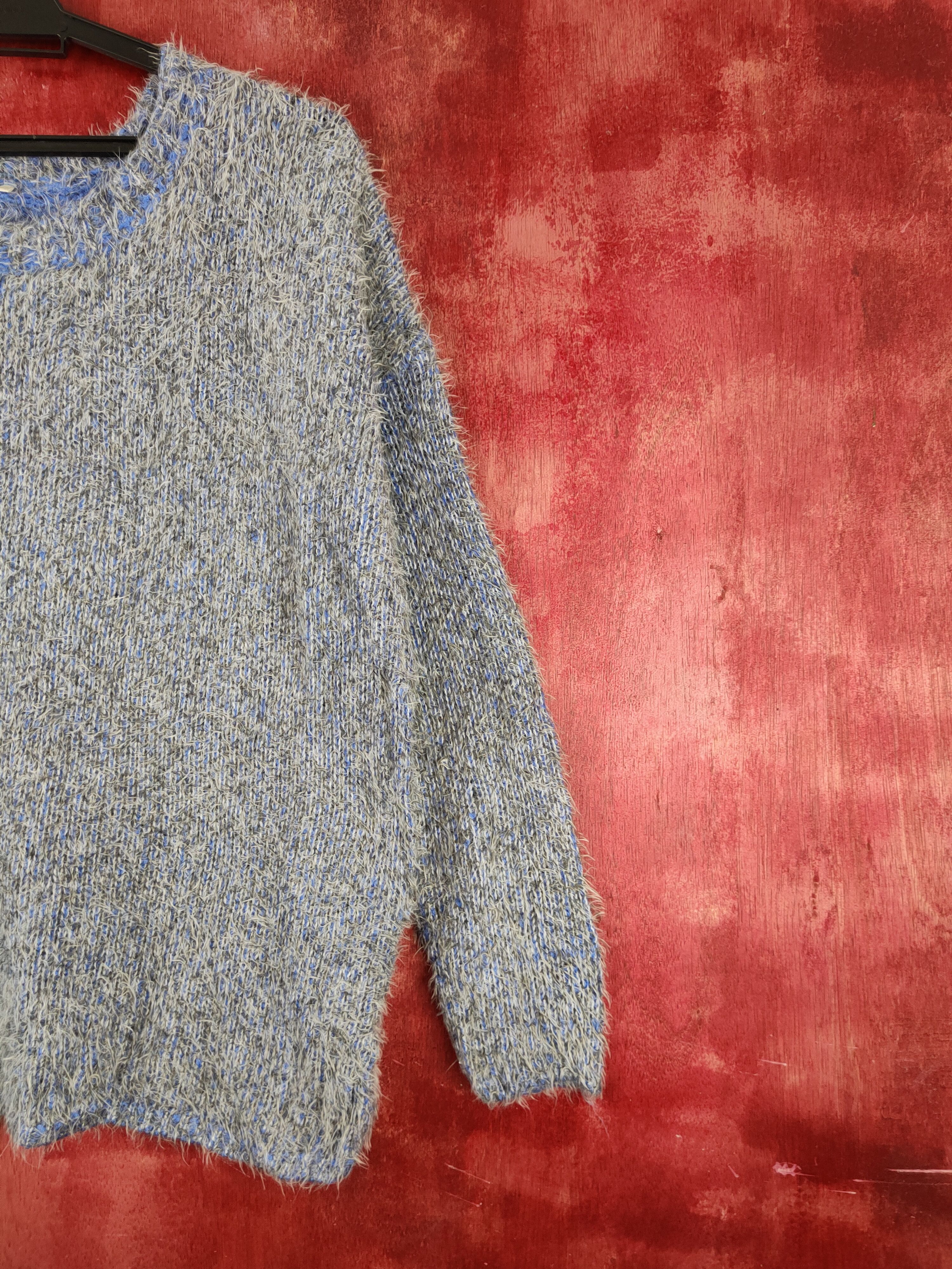 Japanese Brand × Vintage Vintage 💥 Japanese Brand Blue Gray Fur Mohair Knitwear Size M / US 6-8 / IT 42-44 - 5 Thumbnail