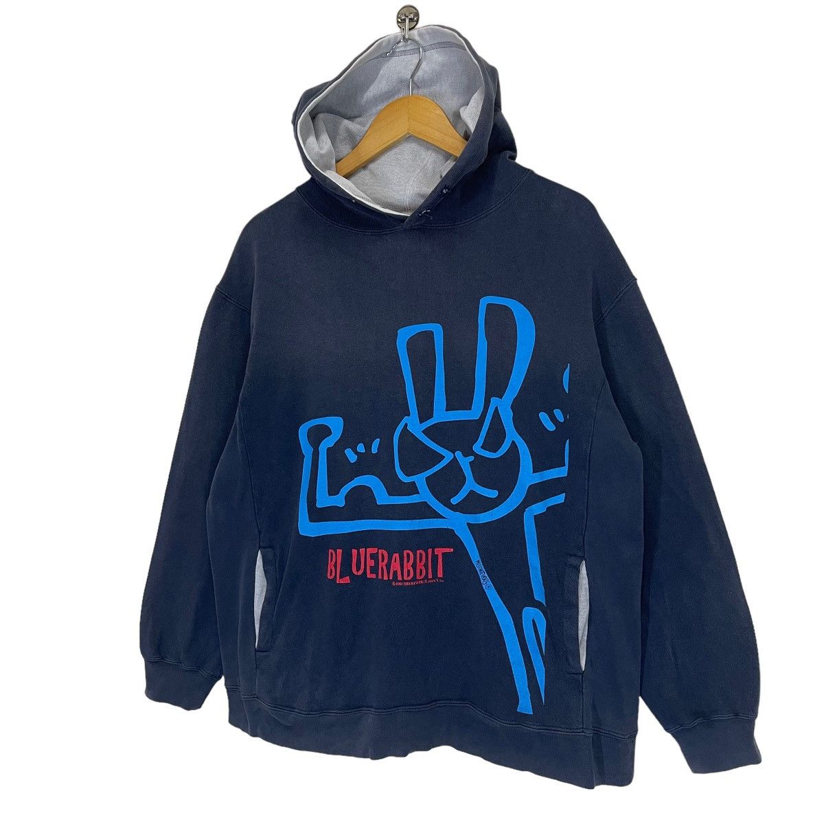 Other Vintage 90s Mischievous Blue Rabbit Big Logo Hoodies Size US L / EU 52-54 / 3 - 3 Thumbnail