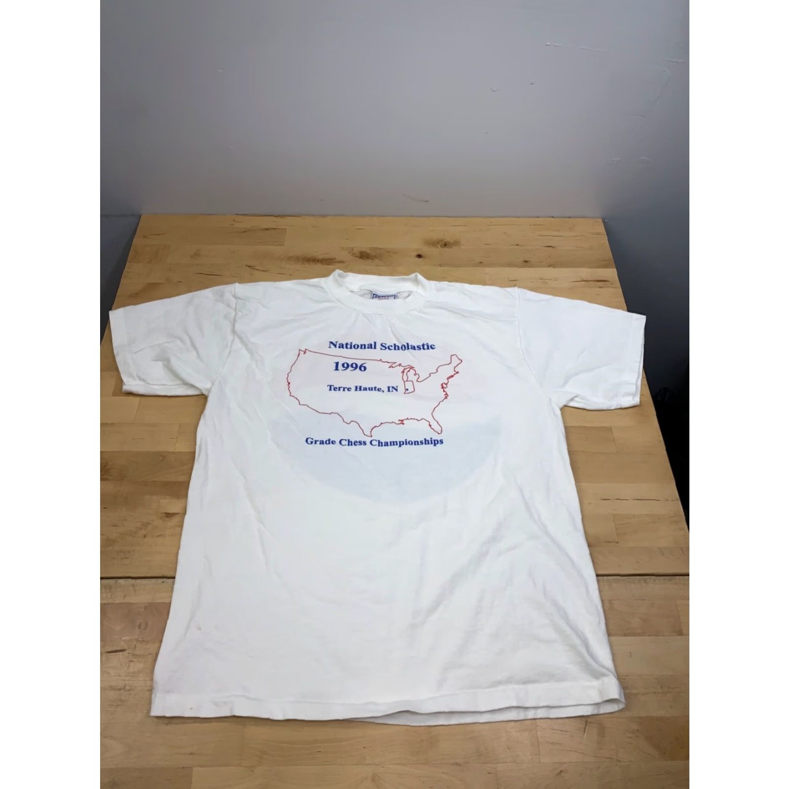 Vintage VINTAGE National Grade Chess Chimpionship Shirt Mens S White 90s Promo All Sport T-Shirt" Size US S / EU 44-46 / 1 - 3 Thumbnail
