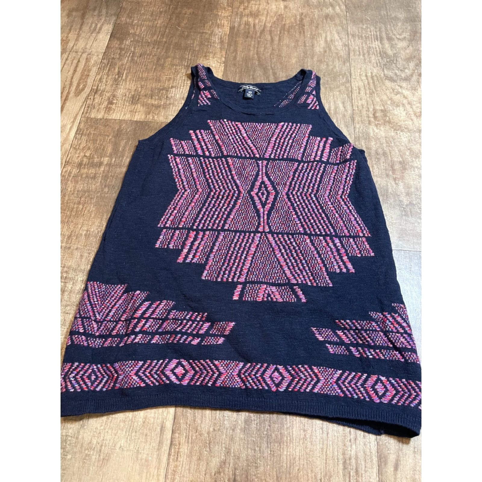 Lucky Brand Lucky Brand Top Womens XS Sleeveless Knit Blue Pull Over Aztec Pattern Size XS / US 0-2 / IT 36-38 - 2 Thumbnail