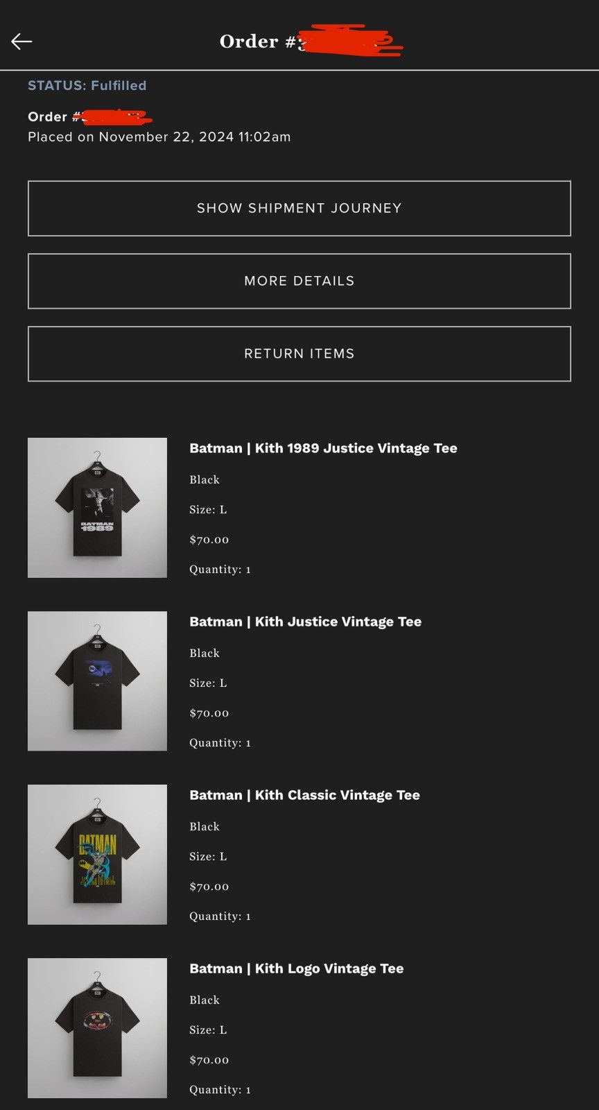 Kith KITH Batman Logo khm032794-001 Vintage Tee Black Size Large Size US L / EU 52-54 / 3 - 12 Thumbnail