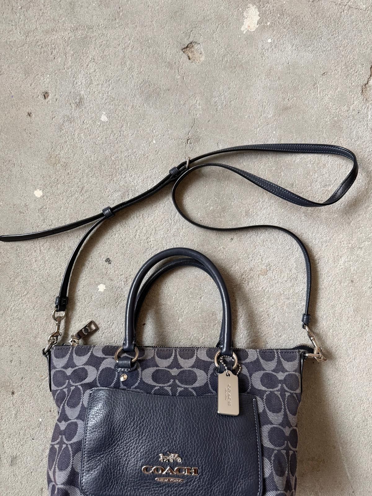 Coach Coach 2Way Signature Mini Emma Denim Shoulder Bag Navy Size ONE SIZE - 3 Thumbnail