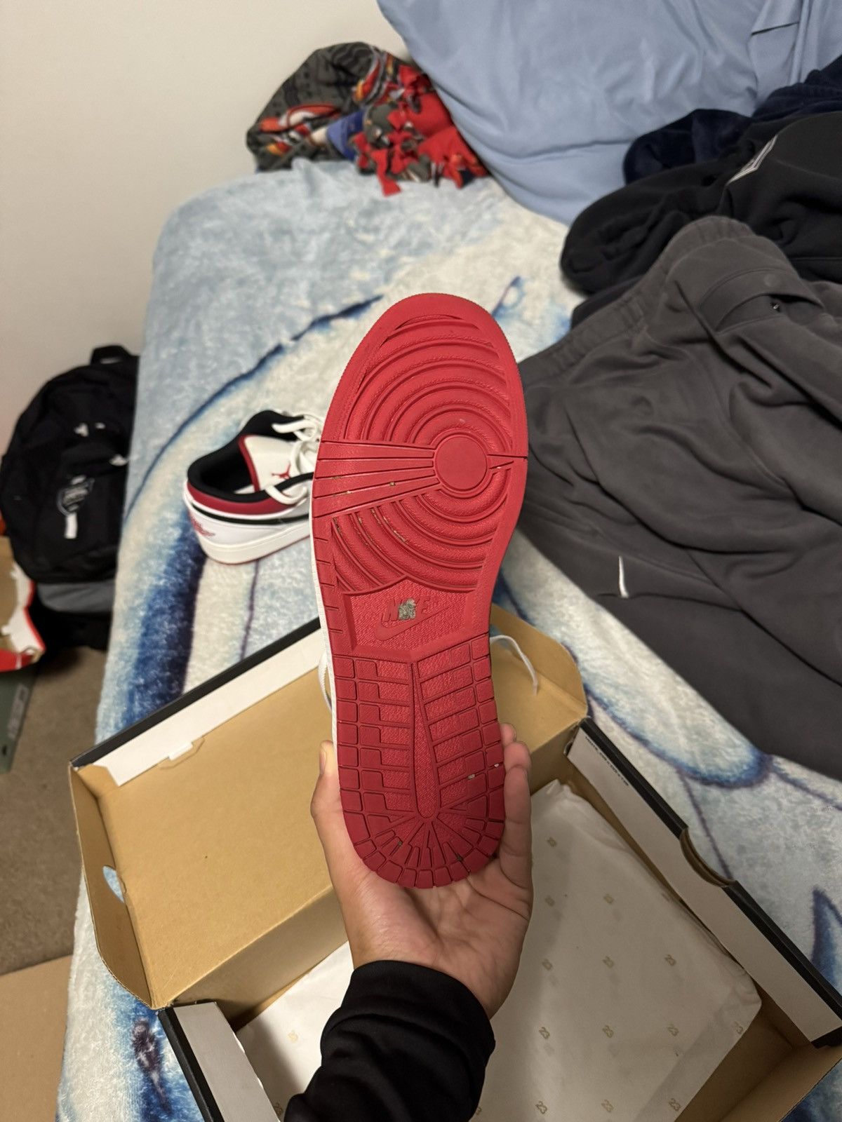 Jordan Brand Jordan 1 Low White University Red Size US 12 / EU 45 - 13 Thumbnail