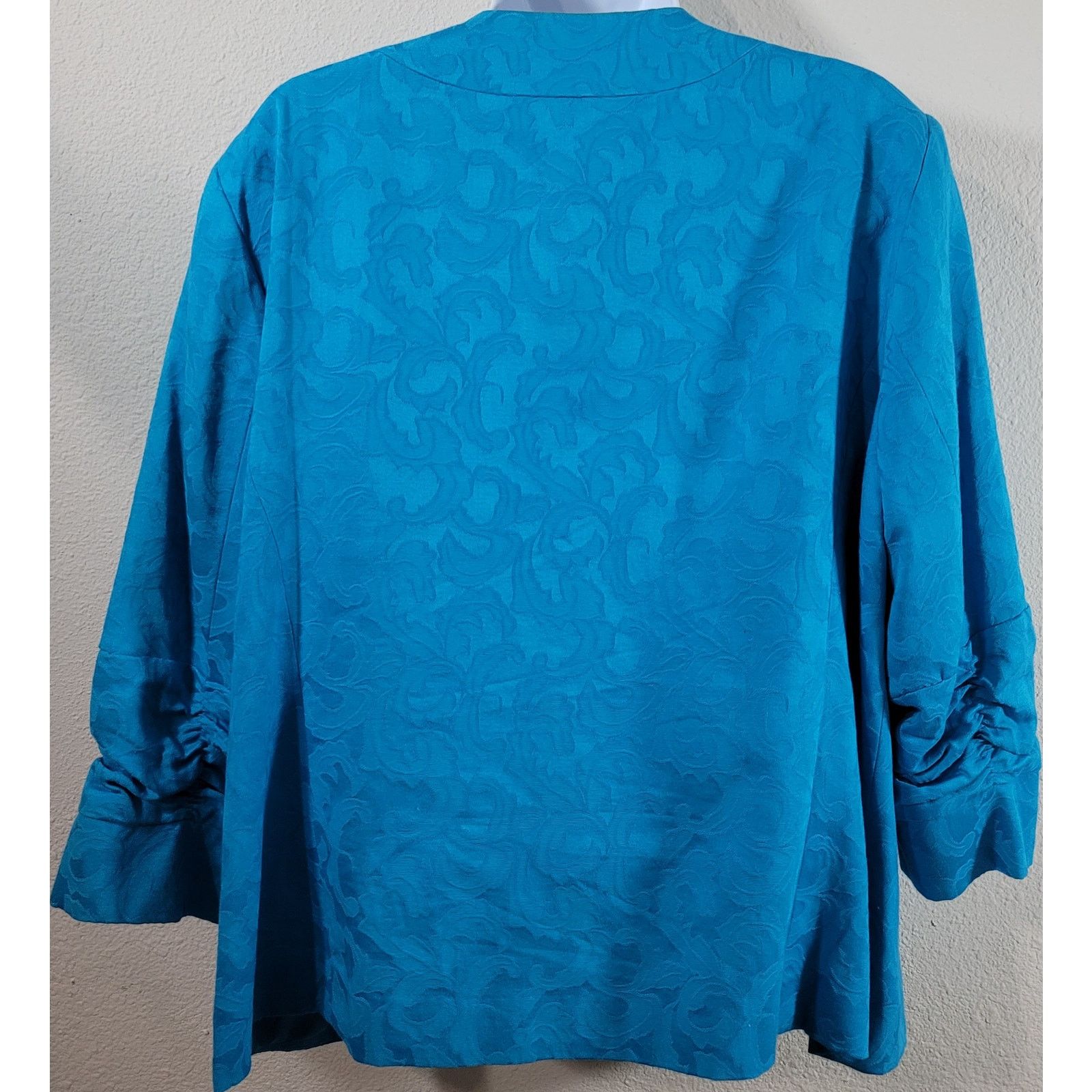 Other TanJay Blue Embossed Floral Open Front Blazer 16 Lined Size XXL / US 16-18 / IT 52-54 - 2 Thumbnail