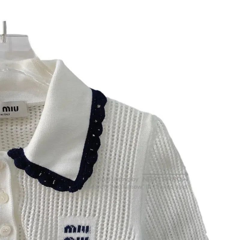 Miu Miu Miu Miu White Cropped Cotton Pullover . Size L / US 10 / IT 46 - 4 Thumbnail