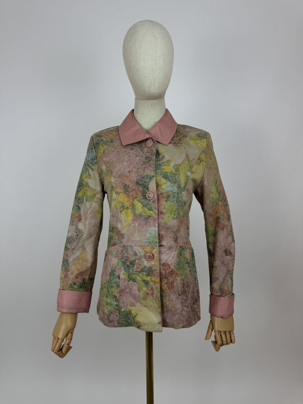 Other Vintage FRIITALA Jacket Floral Leather Coat Womens 90s Size M / US 6-8 / IT 42-44 - 1 Thumbnail