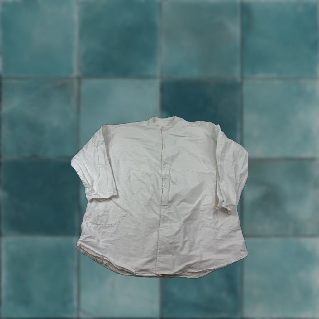 Muji Muji Shirt Adult L/XL White Cotton Band Collar Long Sleeve Pockets Womens Size L / US 10 / IT 46 - 1 Thumbnail