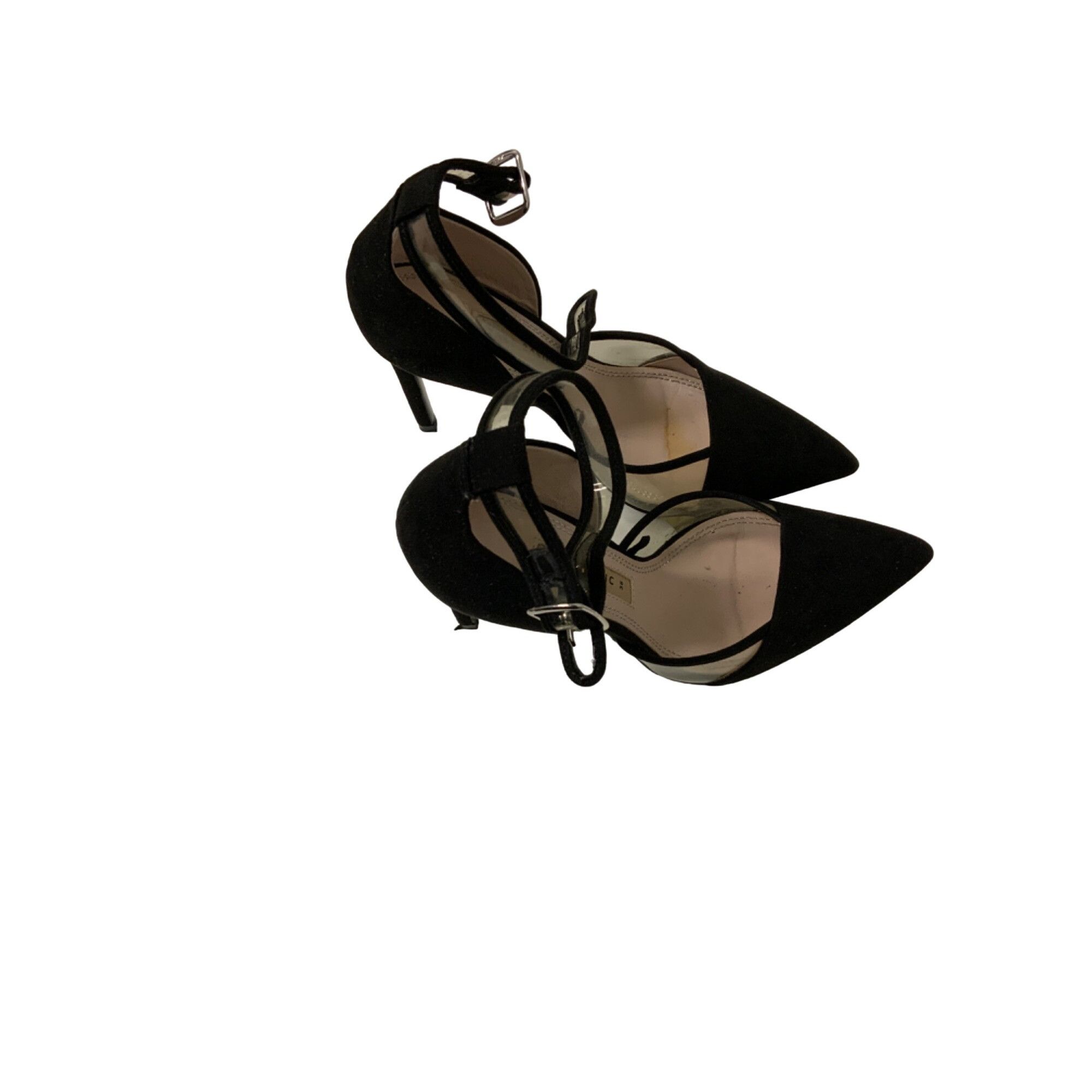 Zara Zara Black Sueded Heels With Clear Contrast Detail & Ankle S Size US 8 / IT 38 - 3 Thumbnail