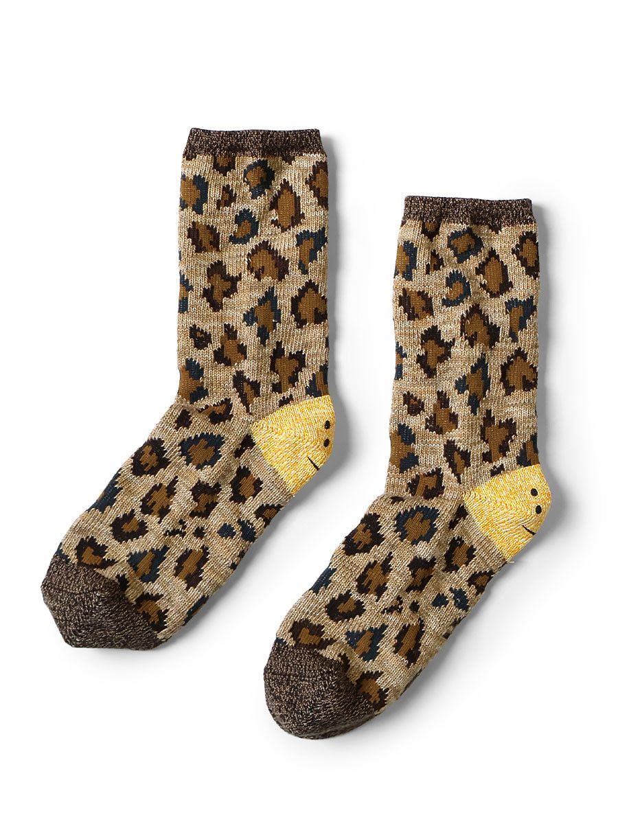 Kapital Kapital RAINBOWY HAPPY HEEL Leopard Socks Size ONE SIZE - 3 Thumbnail
