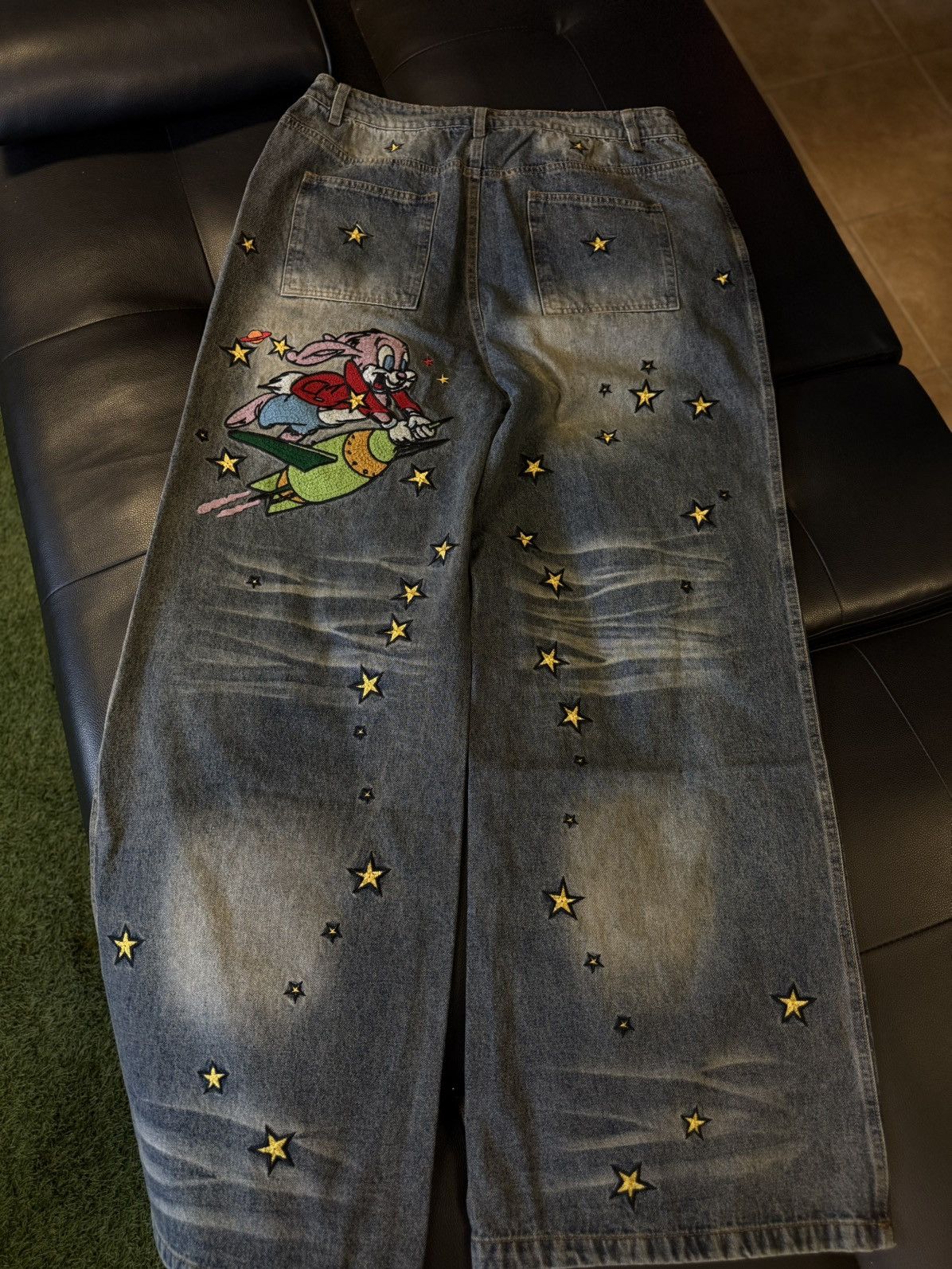 Vale Valley Star Bunny Rocket Baggy Blue Jeans Size 30 Size US 30 / EU 46 - 8 Thumbnail