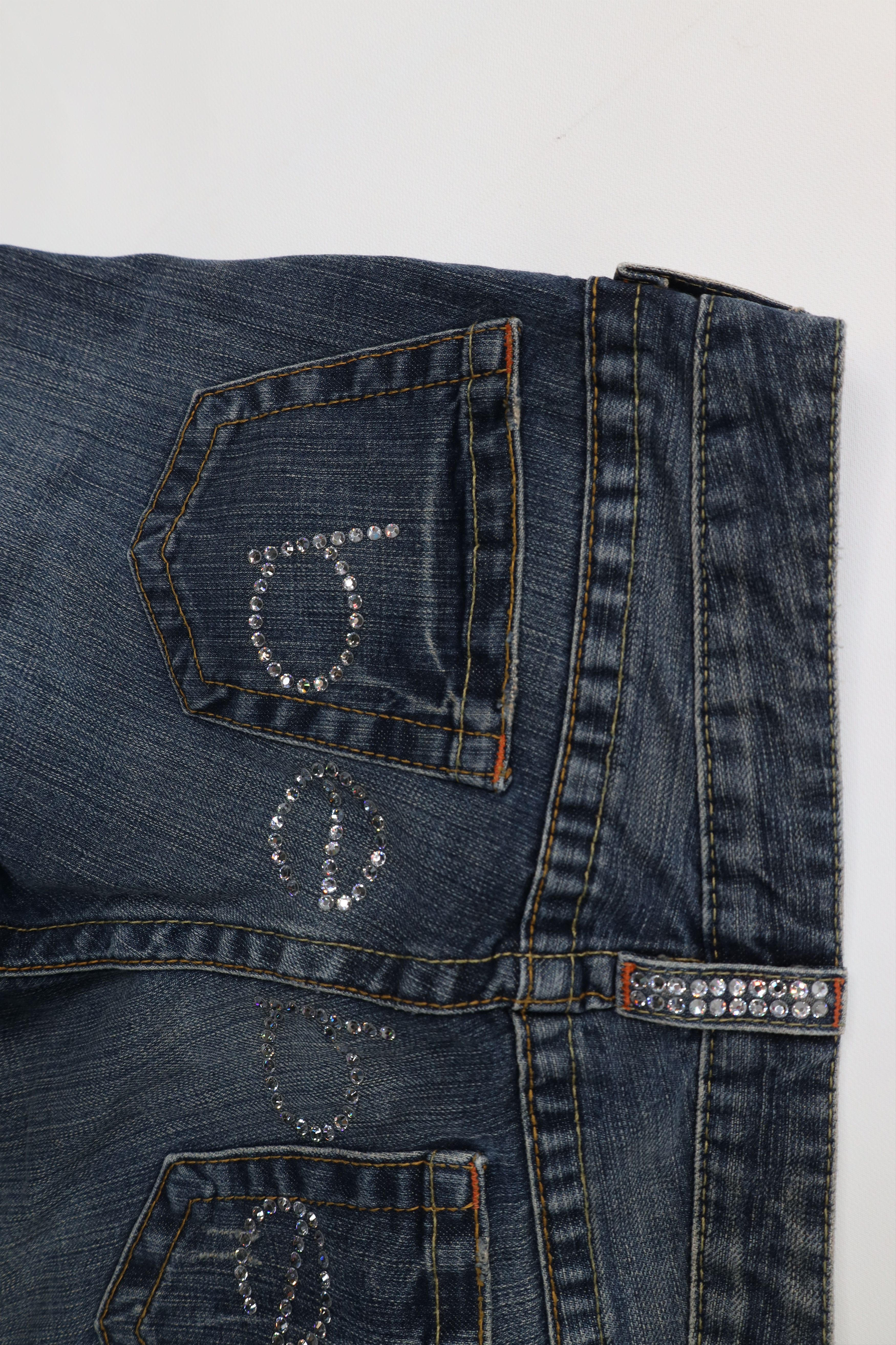 Bebe Vintage 90s Y2K Bebe Rhinestone Wide Leg Denim Jeans USA Size 29" - 13 Thumbnail