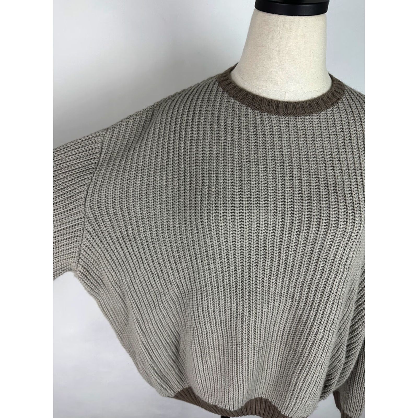 Asos VINTAGE ASOS Sweater Women's Medium Relaxed Beige Knit Acrylic Crew Neck Pullover Knit Solid 90s Grunge Bohemian Casual Mens Womens Size M / US 6-8 / IT 42-44 - 3 Thumbnail
