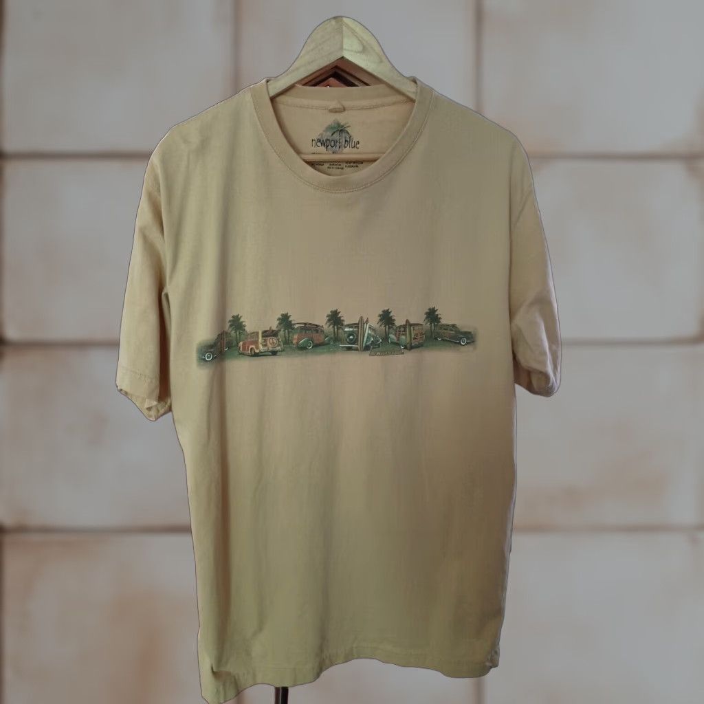 Vintage VINTAGE Newport Blue T-shirt XL Men Yellow All Wood Is Good Wood Panel American Cars Shirt Size US XL / EU 56 / 4 - 1 Thumbnail