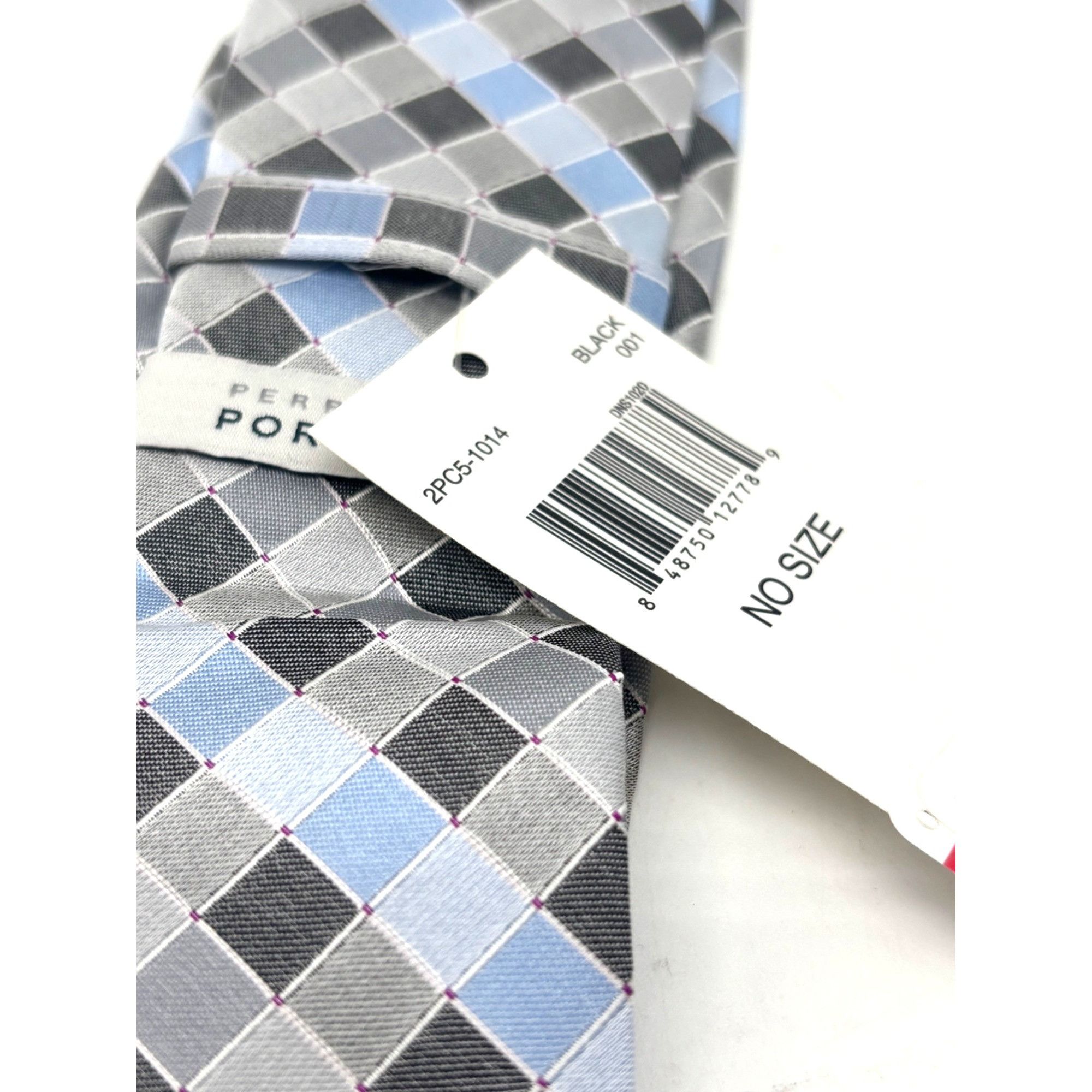 Perry Ellis Perry Ellis Portfolio Stolk Geo Slim Silk Necktie, Black, O Size ONE SIZE - 6 Thumbnail