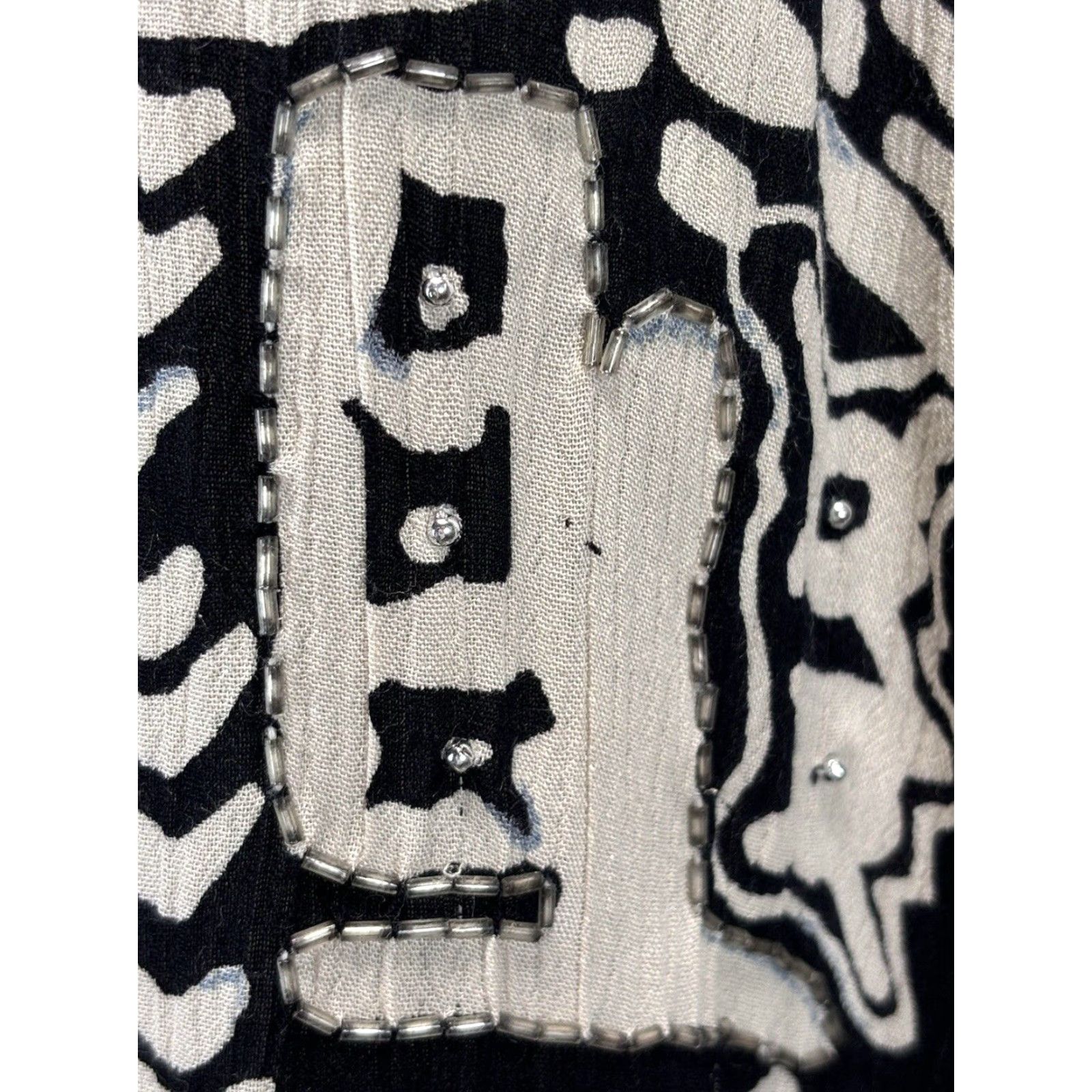 Vintage Nubian Queen Beaded Kaftan Dress Tan Black One Size Women Size ONE SIZE - 7 Thumbnail