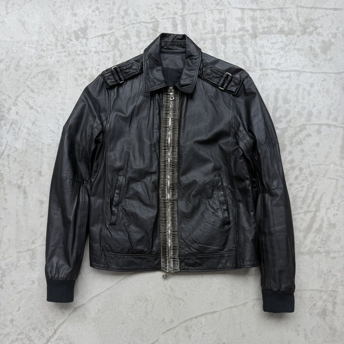 Balmain SS11 Silver Leather Teddy Jacket | Grailed