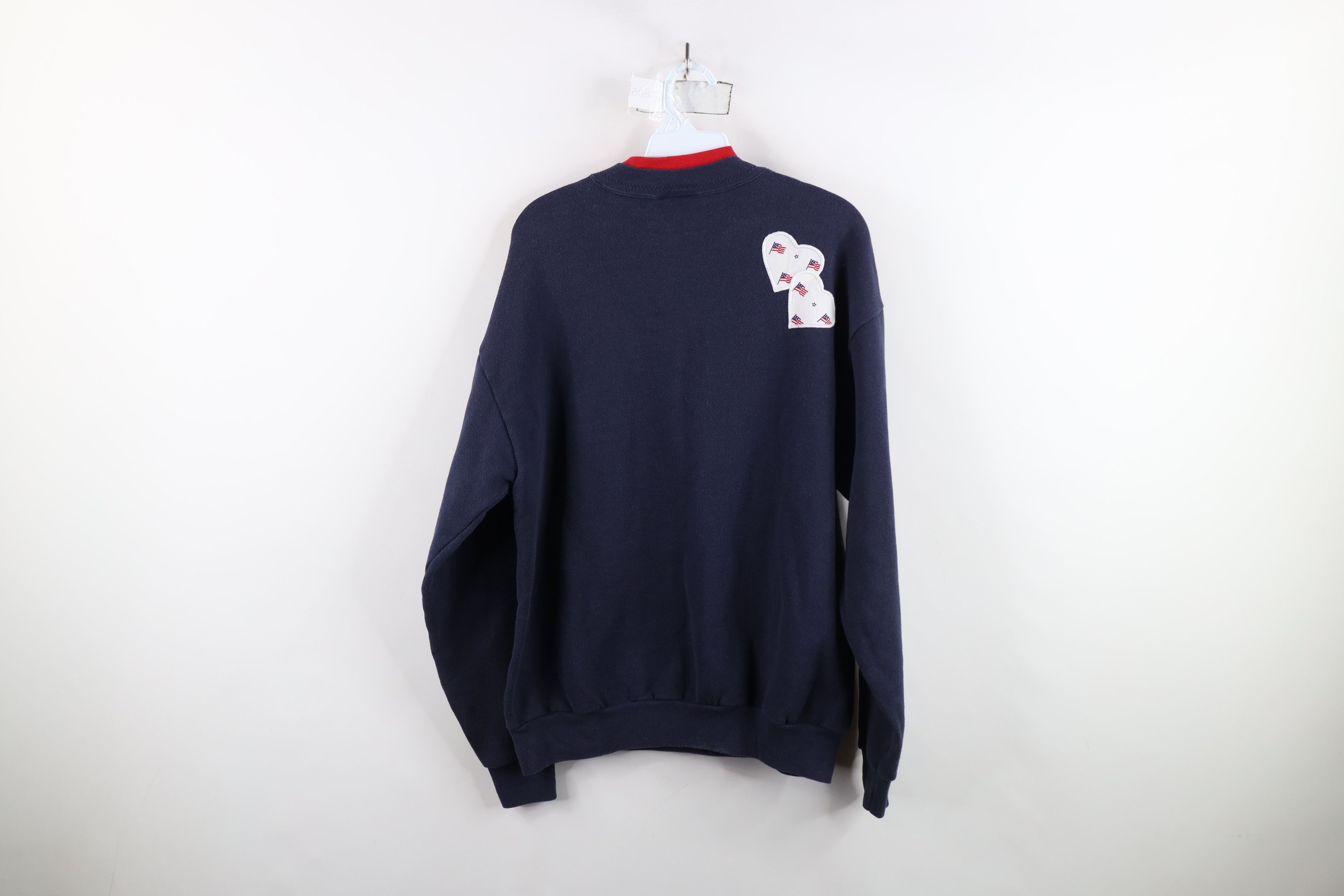 Vintage Vintage 90s Streetwear Patch Heart American Flag Sweatshirt Size M / US 6-8 / IT 42-44 - 13 Thumbnail