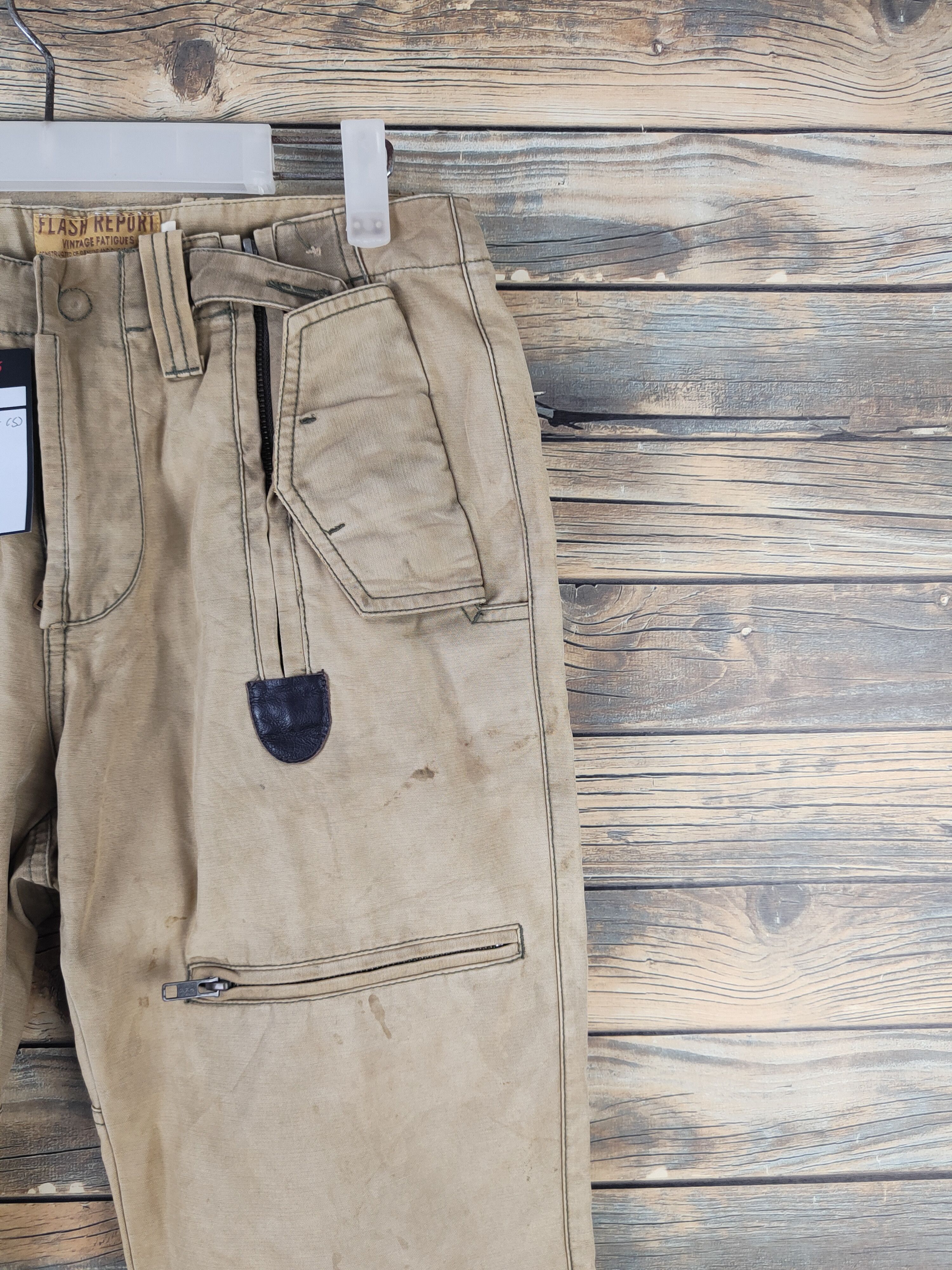 Japanese Brand DL Flash Report Beige Multipocket Cargo Pants #46-081 Size US 28 / EU 44 - 6 Thumbnail