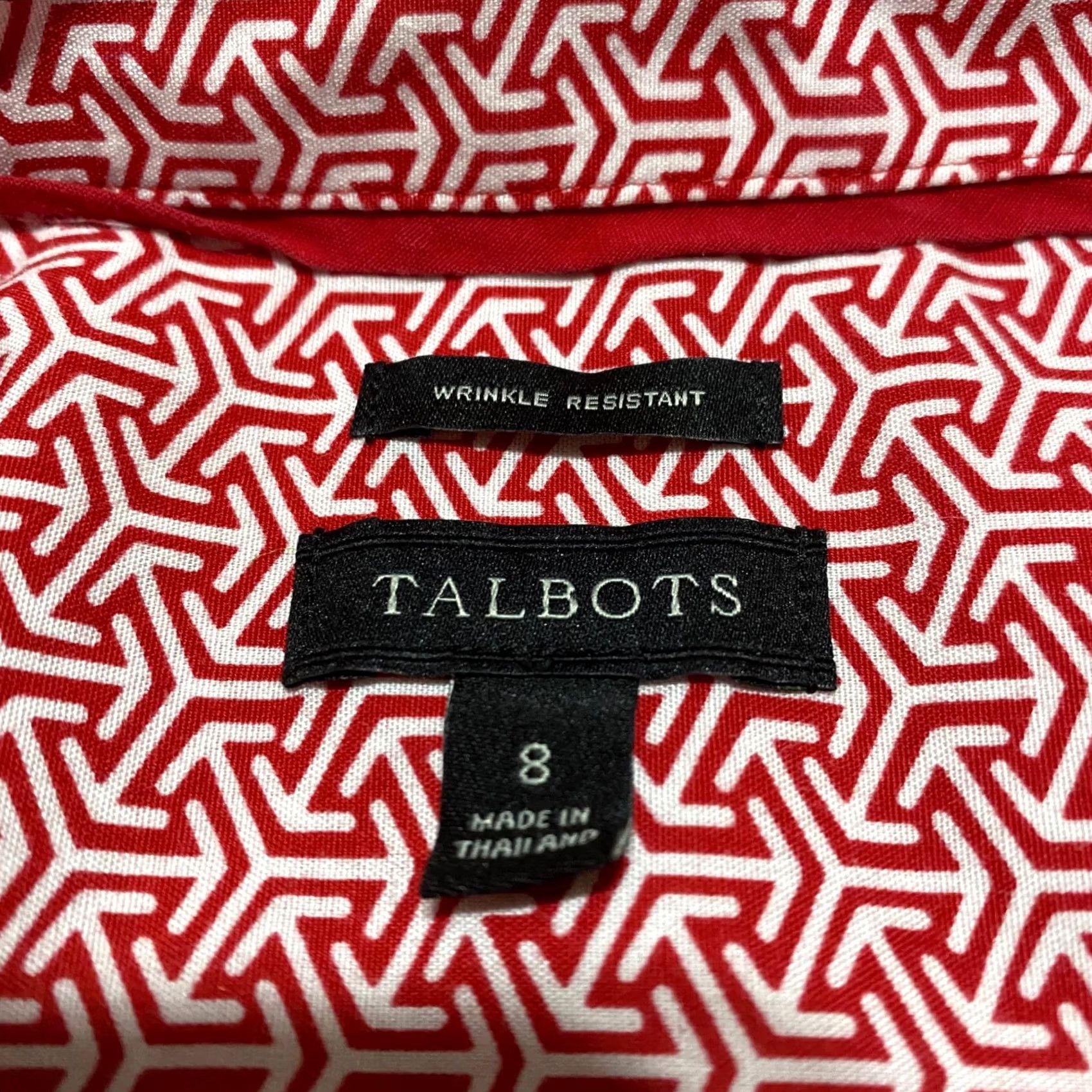 Talbots Talbots Shirt Geometric Red Button-Up Wrinkle Resistant 8 Womens Adult Regular Size Type Regular Long Sleeve Casual Yellow? Size M / US 6-8 / IT 42-44 - 3 Thumbnail