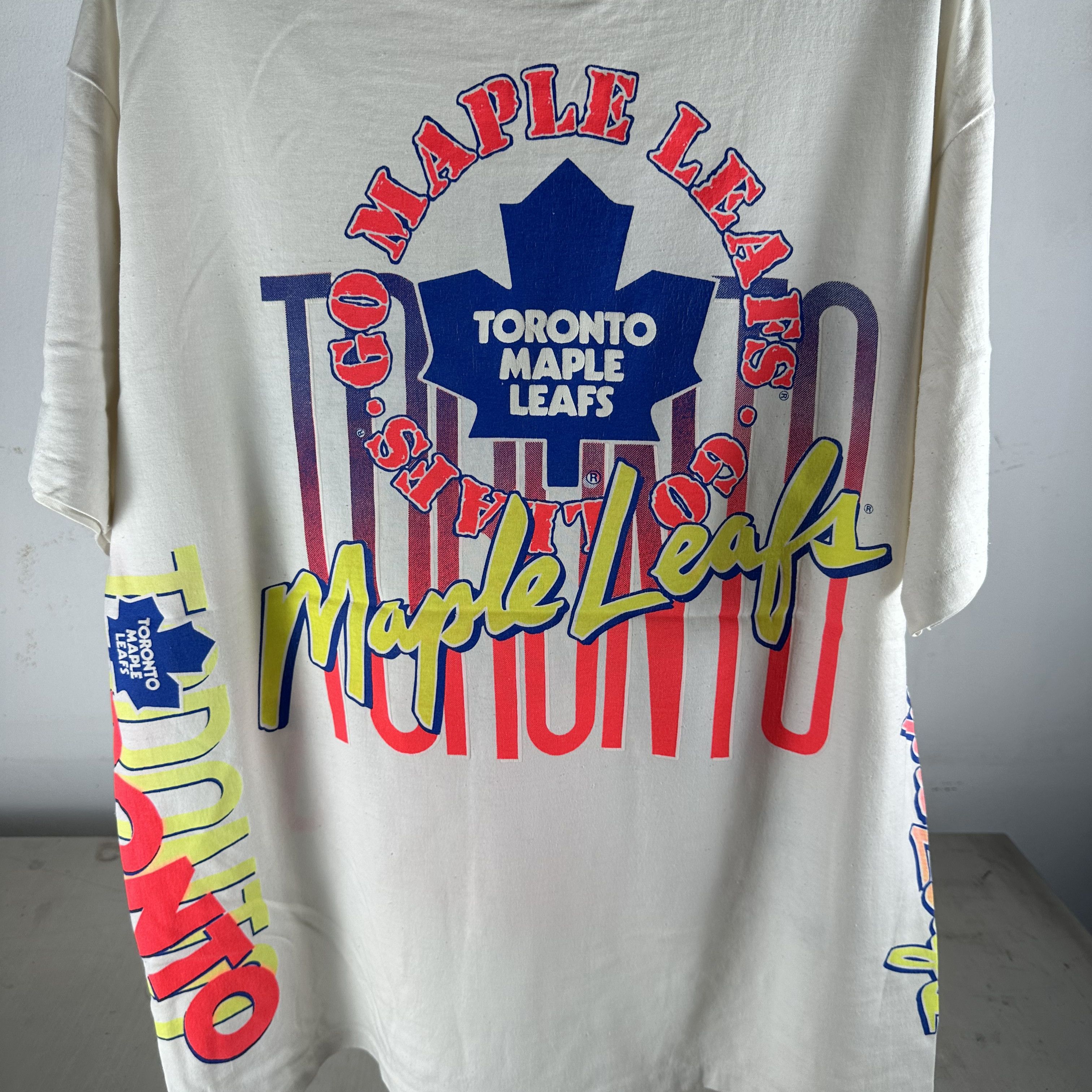 Vintage 1990 Toronto Maple Leafs NHL Bulletin Athletic AOP Tee Size US XL / EU 56 / 4 - 4 Thumbnail
