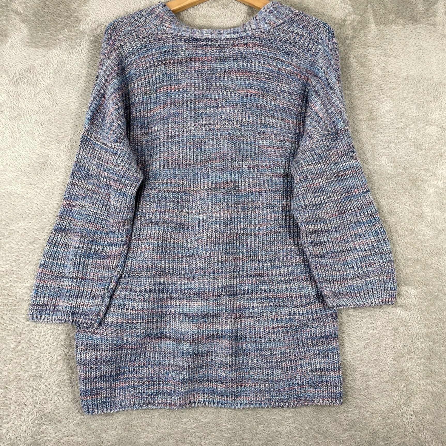 J. Jill J Jill Sweater Womens Small Blue Space Dye V Neck Knit Pullover Coastal Tunic Size S / US 4 / IT 40 - 2 Thumbnail