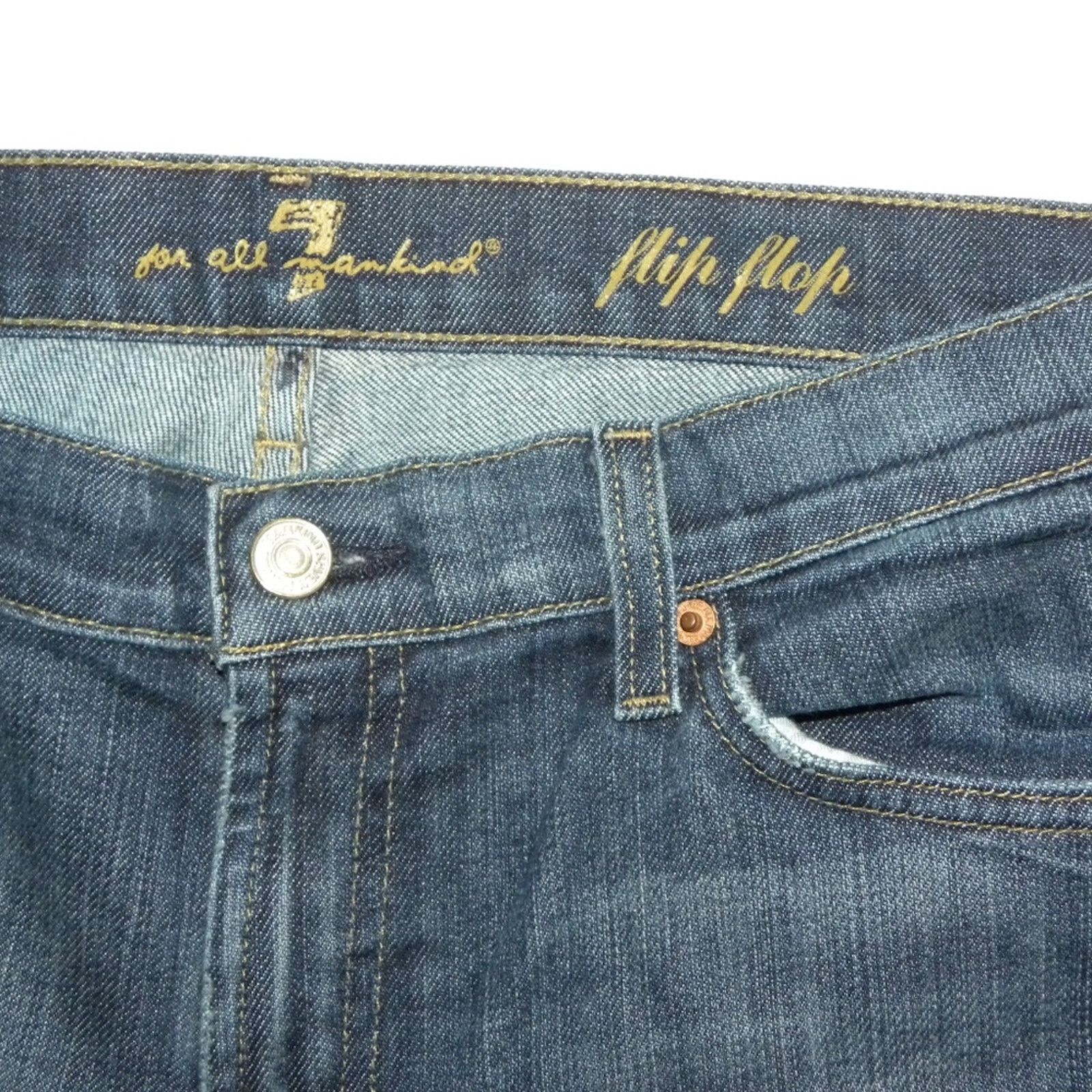 7 For All Mankind 7 FAM Flip Flop Bootcut Jeans Dark Wash size 32 Size 32" / US 10 / IT 46 - 8 Thumbnail