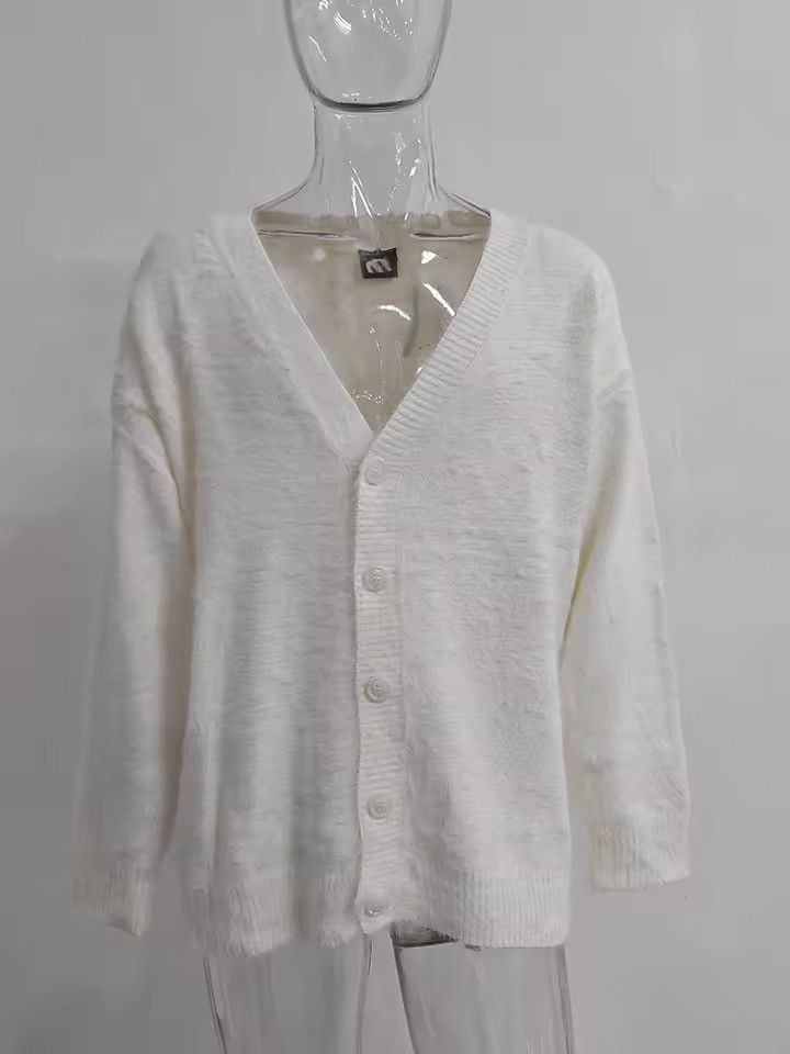 Japanese Brand Hirasawa x natsu White Knit Cardigan Sweater Size US XXL / EU 58 / 5 - 2 Thumbnail