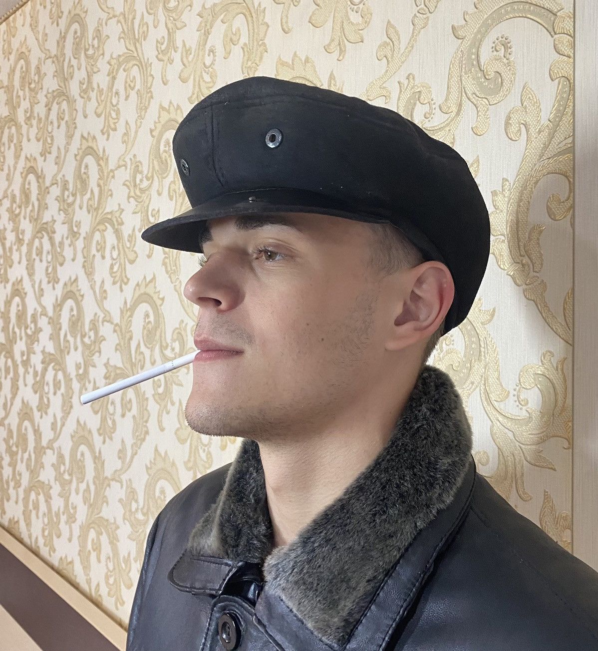 If Six Was Nine Black fur archive Suede Flat Newsboy Baker Boy Cabbie Cap Size ONE SIZE - 2 Thumbnail