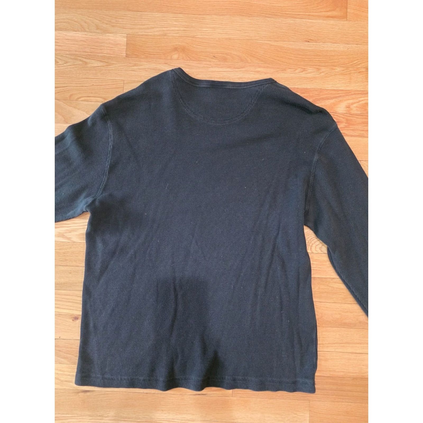 Old Navy Old Navy Shirt Men 2XL Black Waffle Knit Crew Neck Long Sleeve Pullover Cotton Regular Fit Size US XXL / EU 58 / 5 - 3 Thumbnail