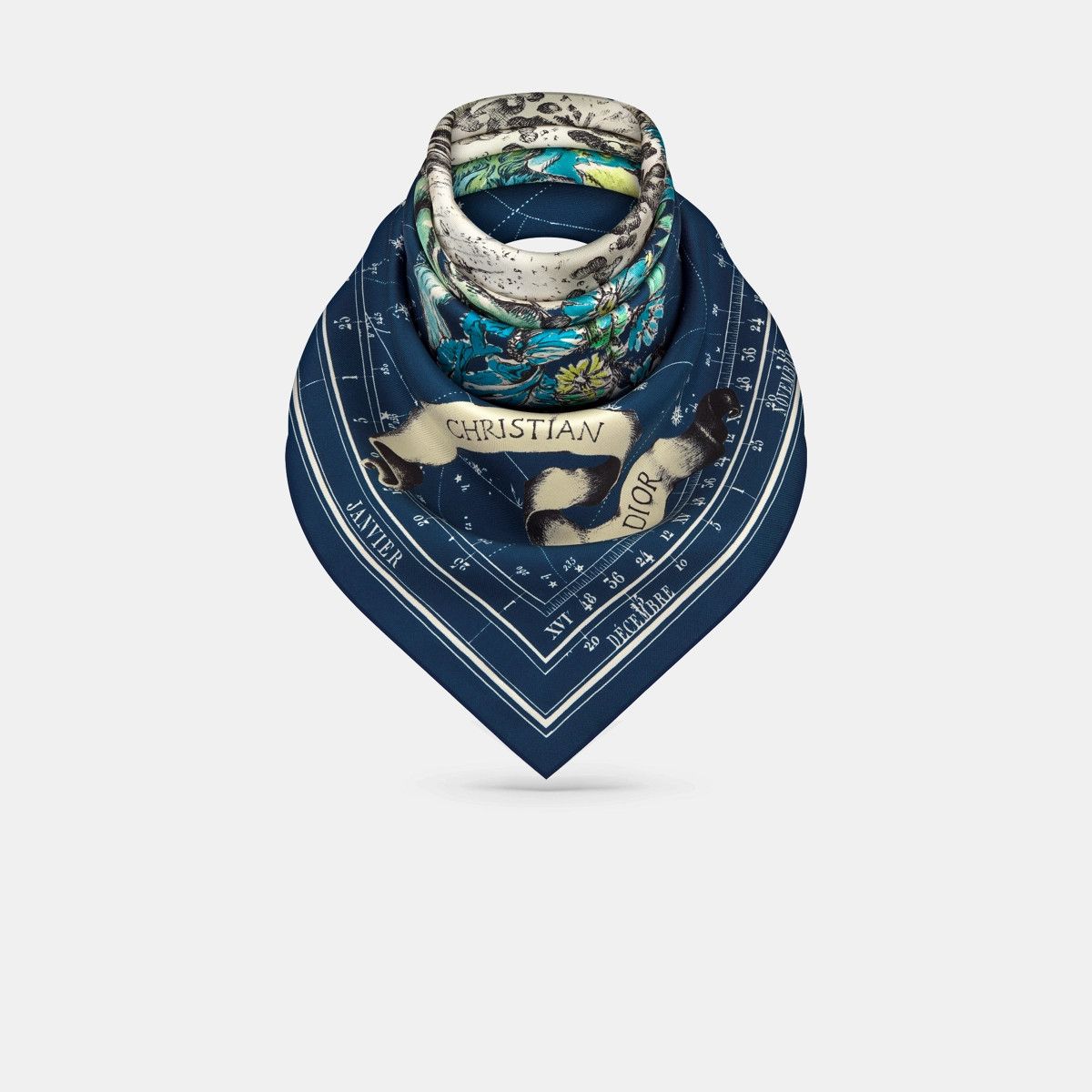 Dior o1bcso1str0226 Size:OS/Zodiac 90 Square Scarf in Nevy Blue Size ONE SIZE - 3 Thumbnail