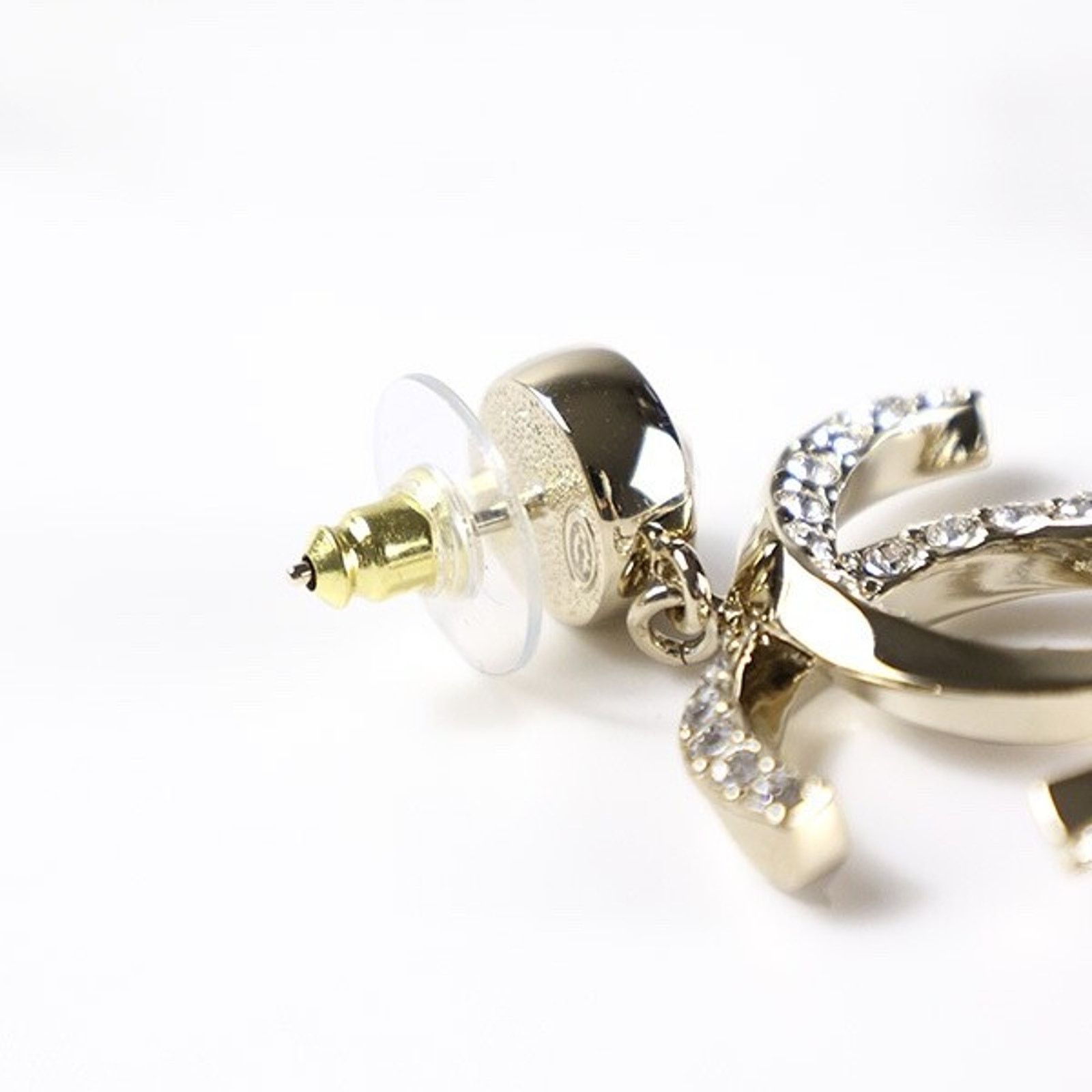Chanel Chanel Gold Crystal Statement Stud Pendant Drop Earrings Size ONE SIZE - 15 Thumbnail
