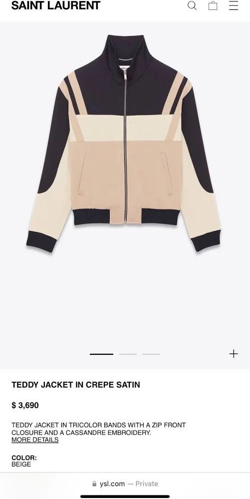 Saint Laurent Paris Saint Laurent Teddy Jacket in Crepe Satin Size Large Size US L / EU 52-54 / 3 - 9 Thumbnail