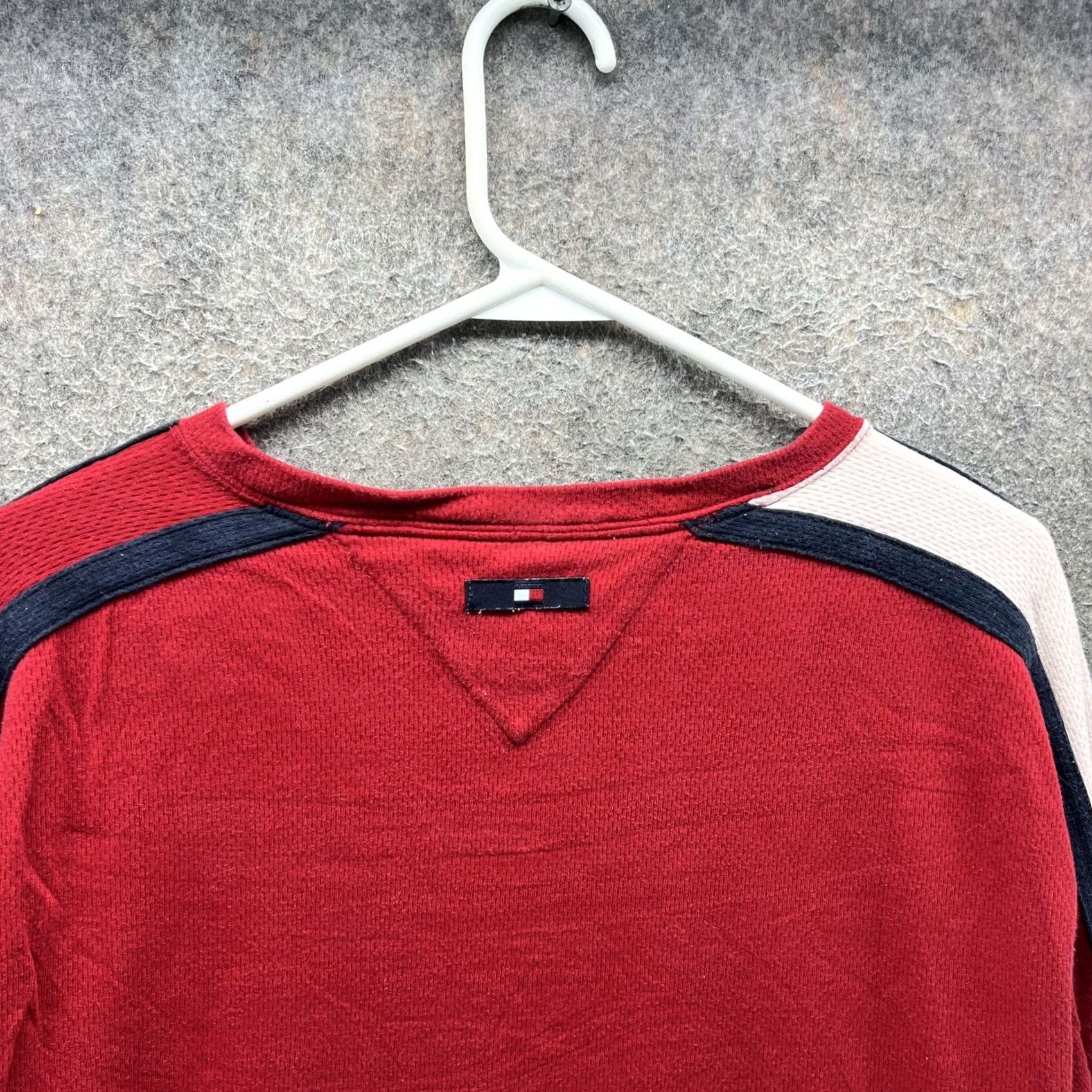 Vintage Tommy Jeans Shirt Mens XL Red Long Sleeve V Neck Thermal Flag Logo Tee Size US XL / EU 56 / 4 - 3 Thumbnail