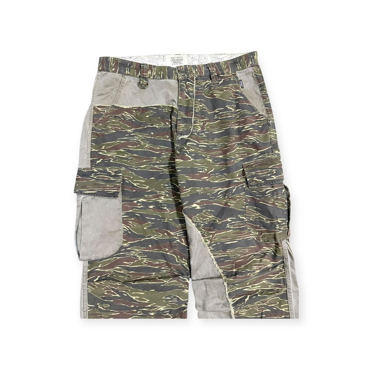 Subware Vtg💥Y2k Montage Mtg Hybrid Tiger Stripe Patchwork Cargo Pant Size US 33 - 3 Thumbnail