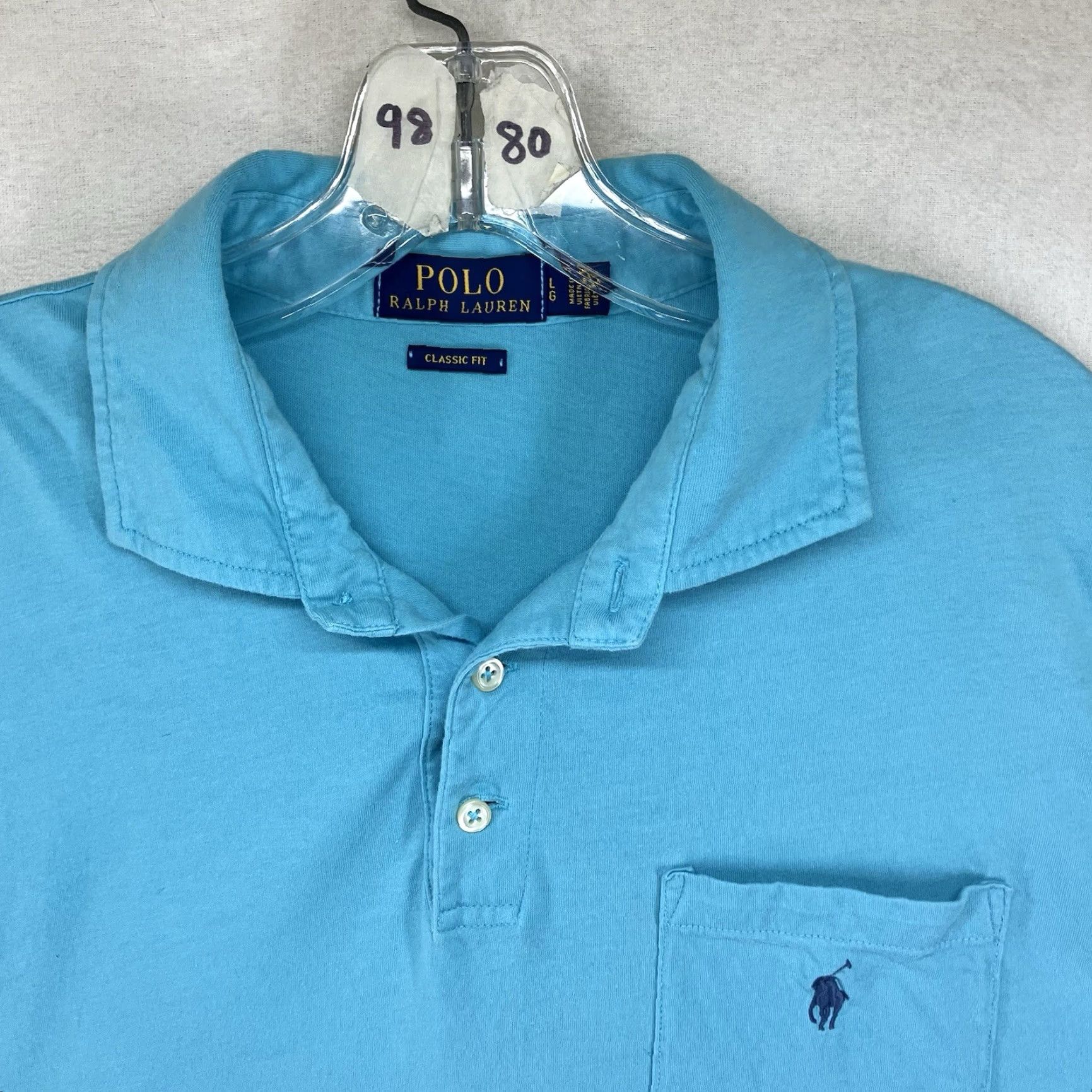 Polo Ralph Lauren Polo Ralph Lauren Shirt Mens Large Icy Blue Classic Fit Short Sleeve Cotton Size US L / EU 52-54 / 3 - 5 Thumbnail