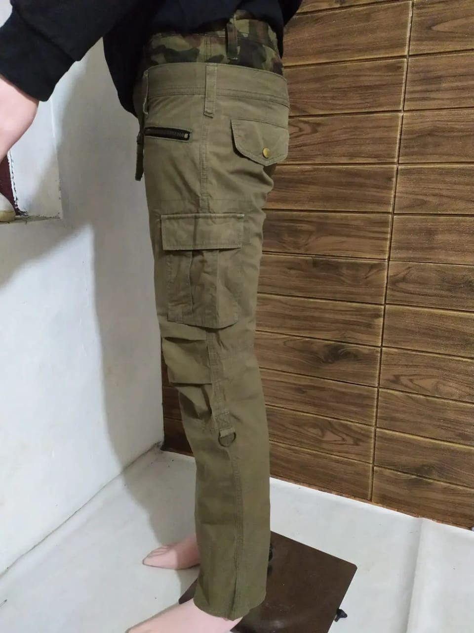 Japanese Brand Difference Rupert Olive Cargo Pants Double Waist Size US 30 / EU 46 - 2 Thumbnail