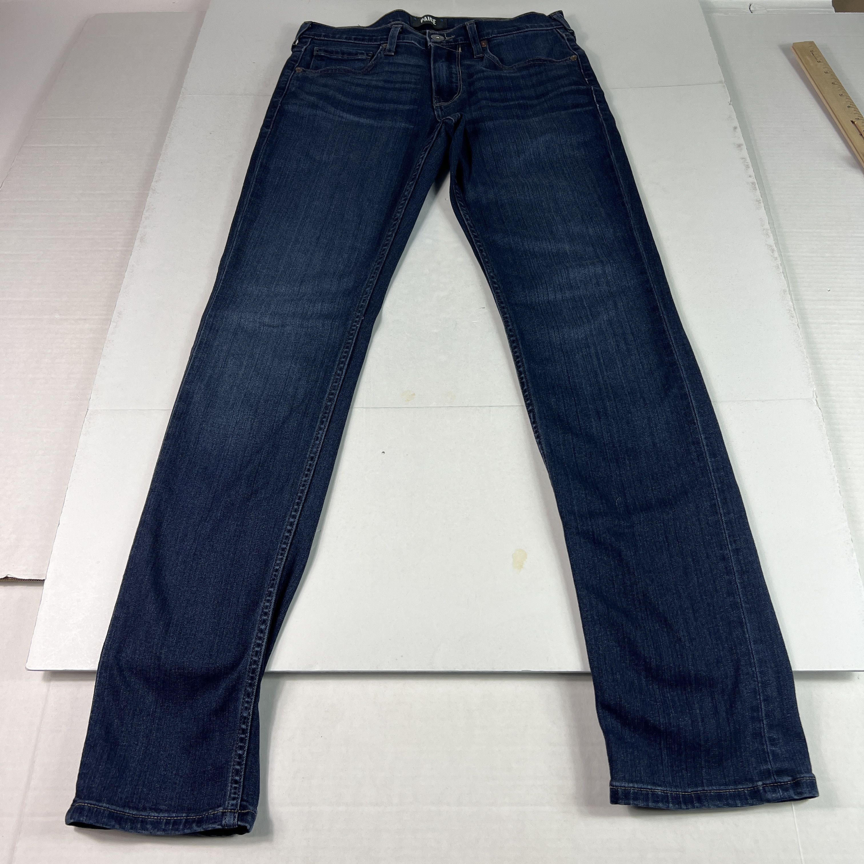 Paige Paige Jeans Lennox Slim Fit Straight Dark Blue Stretch Denim Size US 28 / EU 44 - 1 Thumbnail